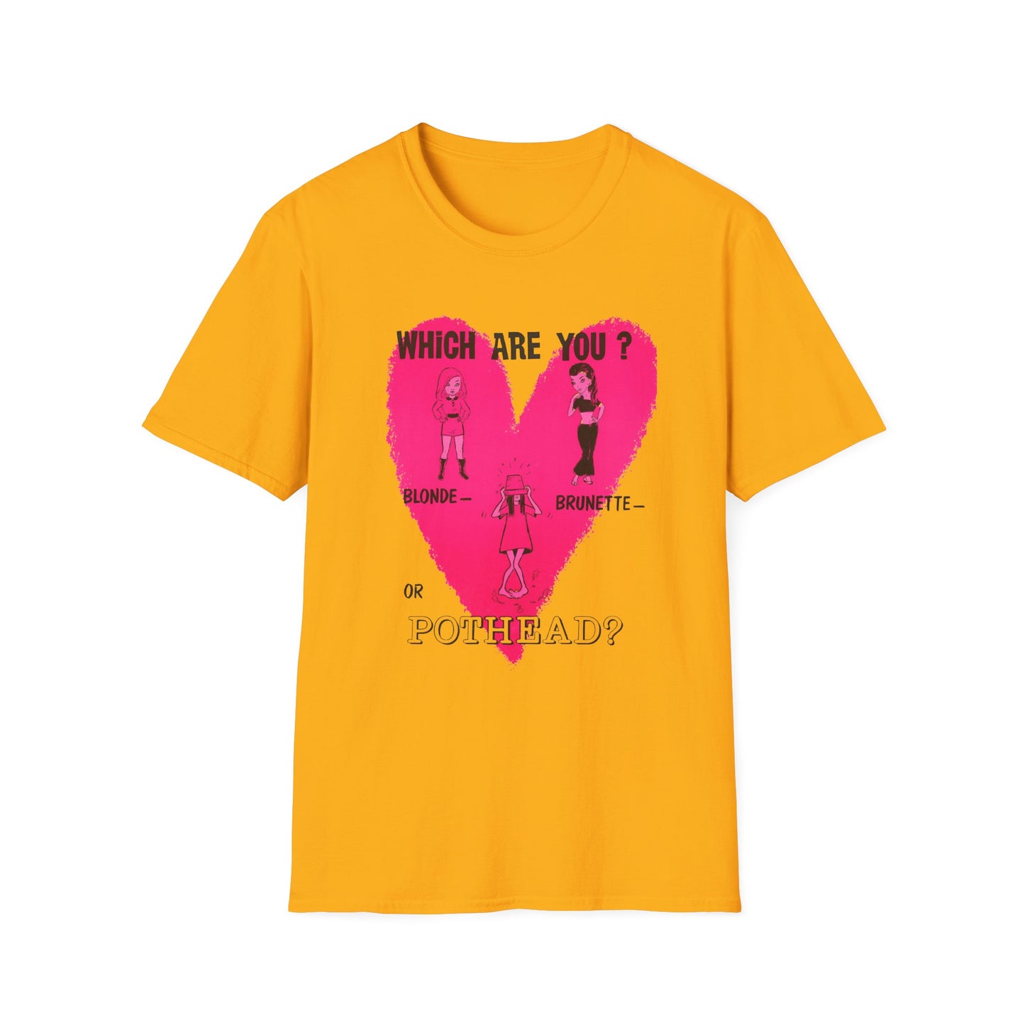 1960s/70s anti drug poster tshirt which are you? blonde, brunette, or pothead? by smartset smarteen s.o.s tshirt