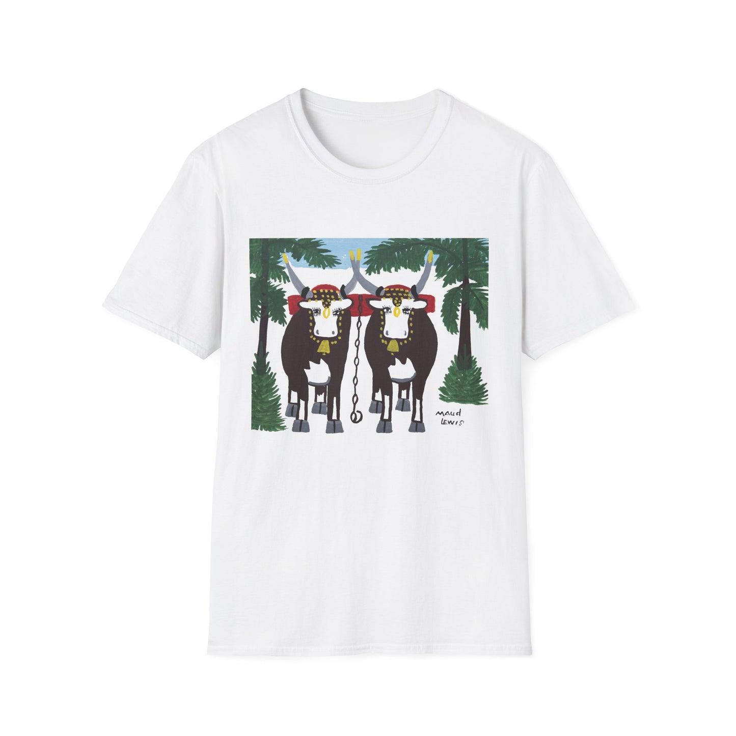 1960s maud lewis painting pair of oxen tshirt
