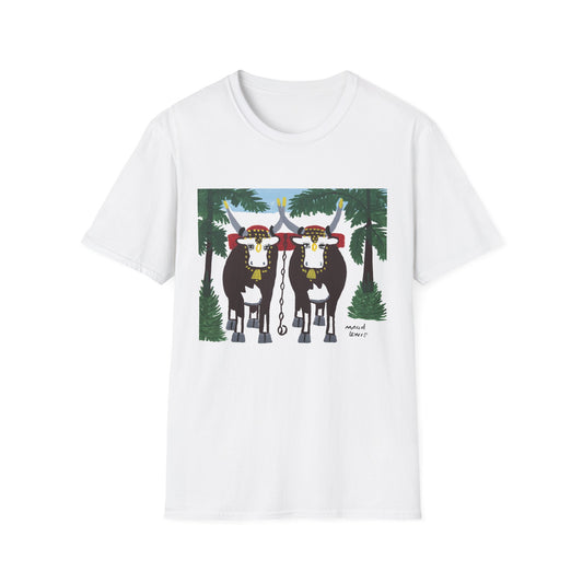 1960s maud lewis painting pair of oxen tshirt