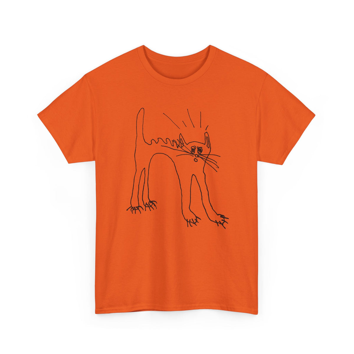 original drawing of a very spooked cat tshirt