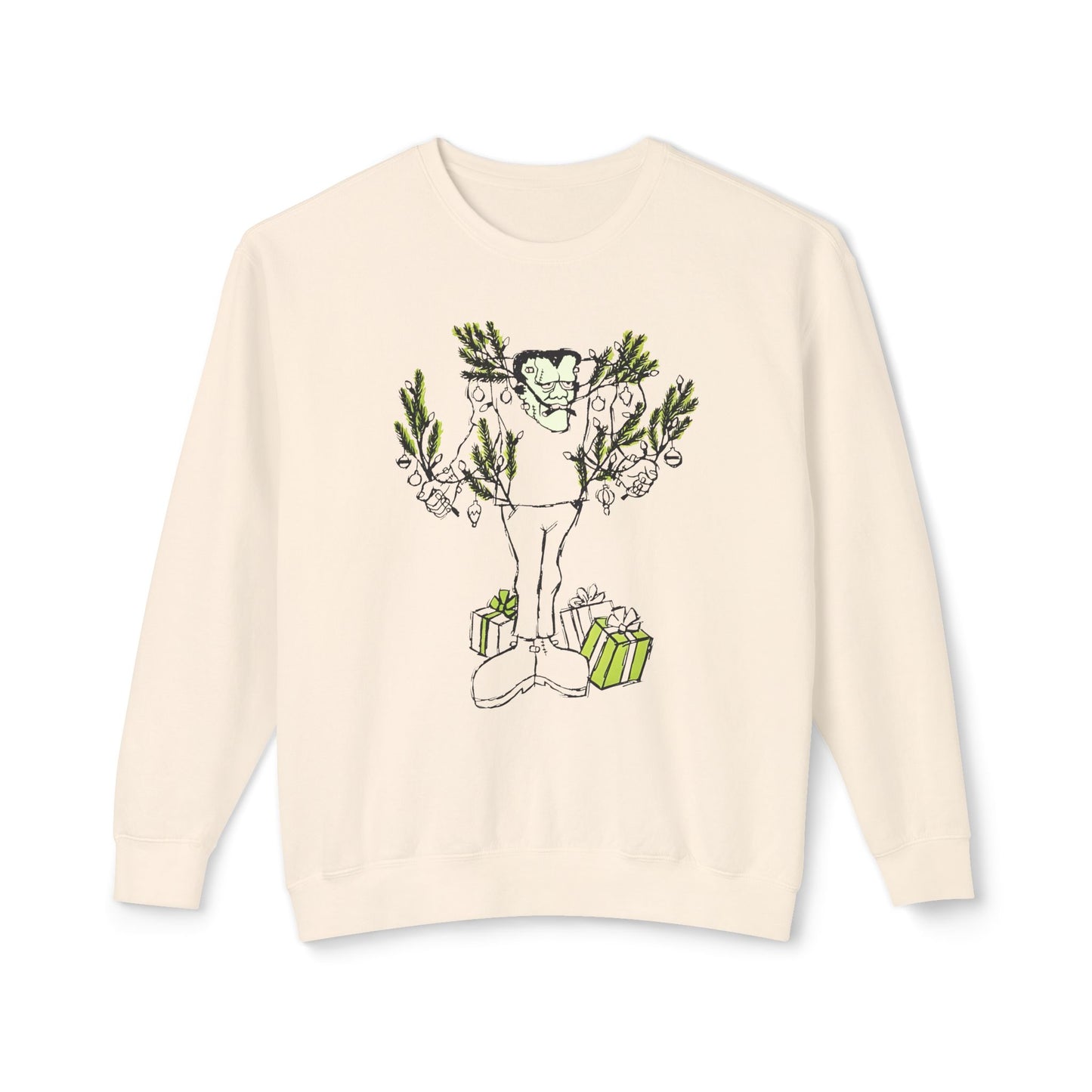 1974 monster holidays by norman bridwell frankenstein monster christmas tree disguise 100% cotton sweatshirt