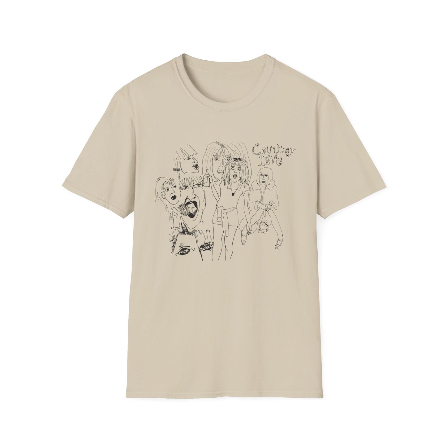 original drawing, courtney love collage tshirt