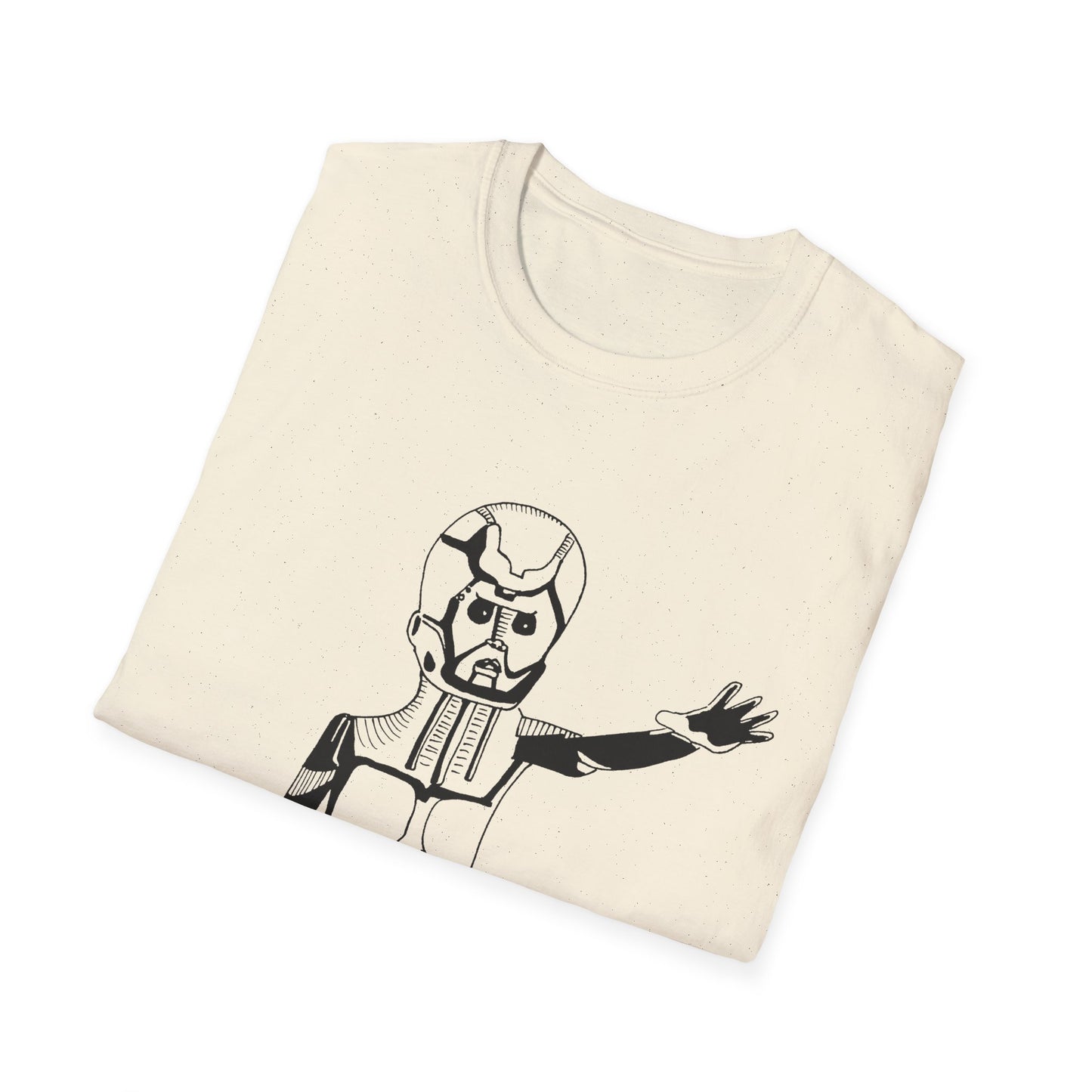 original drawing of astar the robot from planet danger canadian PSA no words tshirt