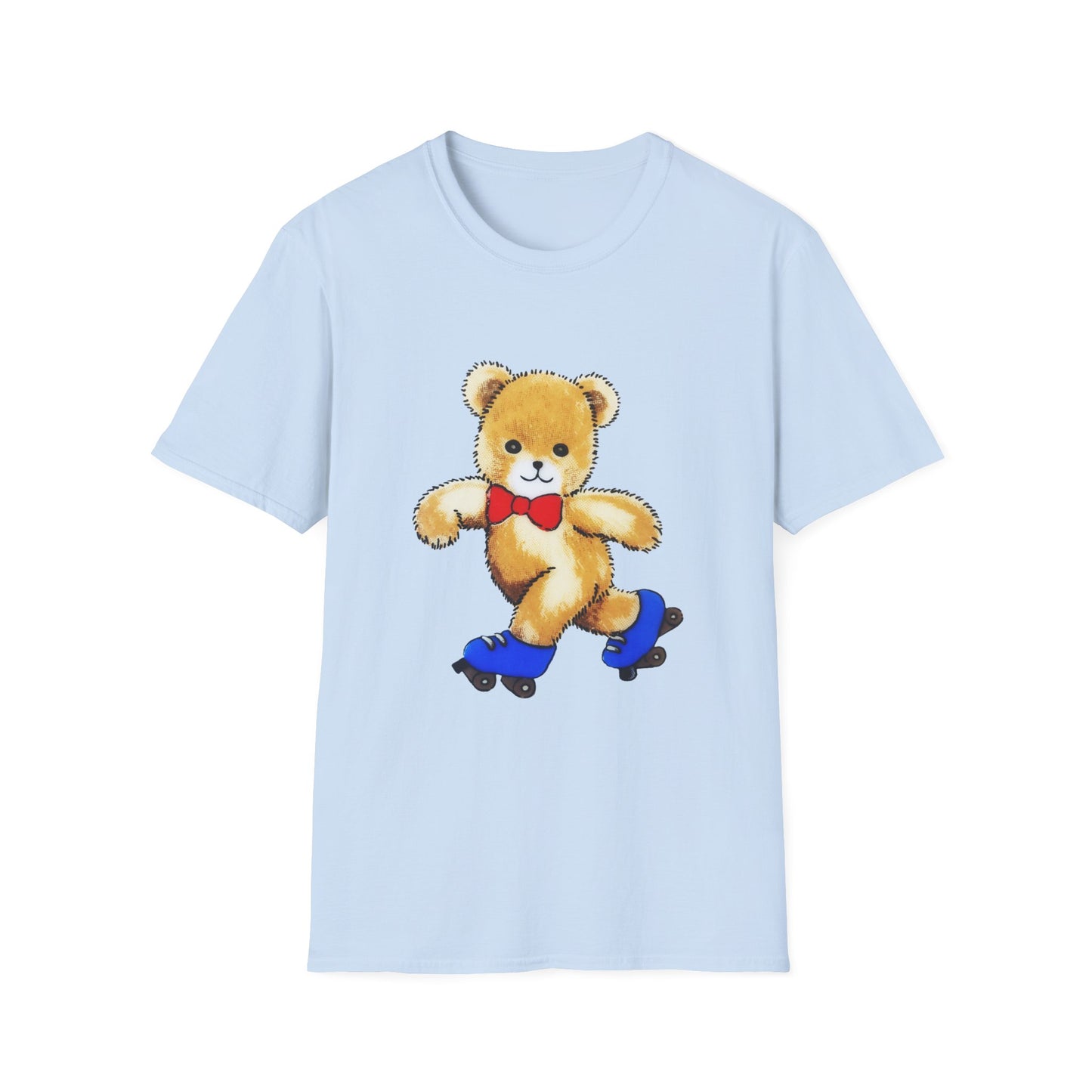 reproduction of a vintage cute teddy bear on roller skates tshirt