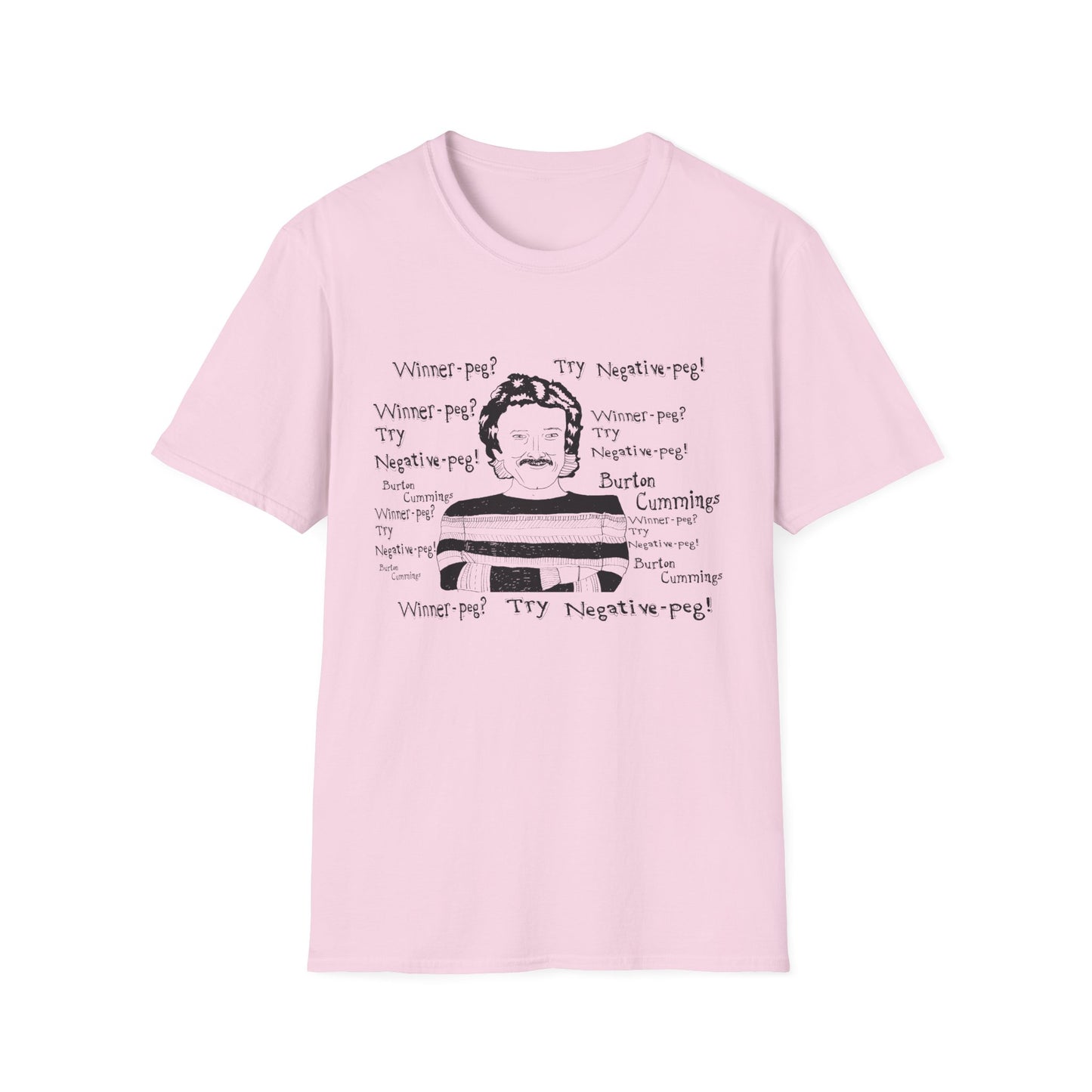 original fan art drawing of burton cummings talking about winnpeg tshirt