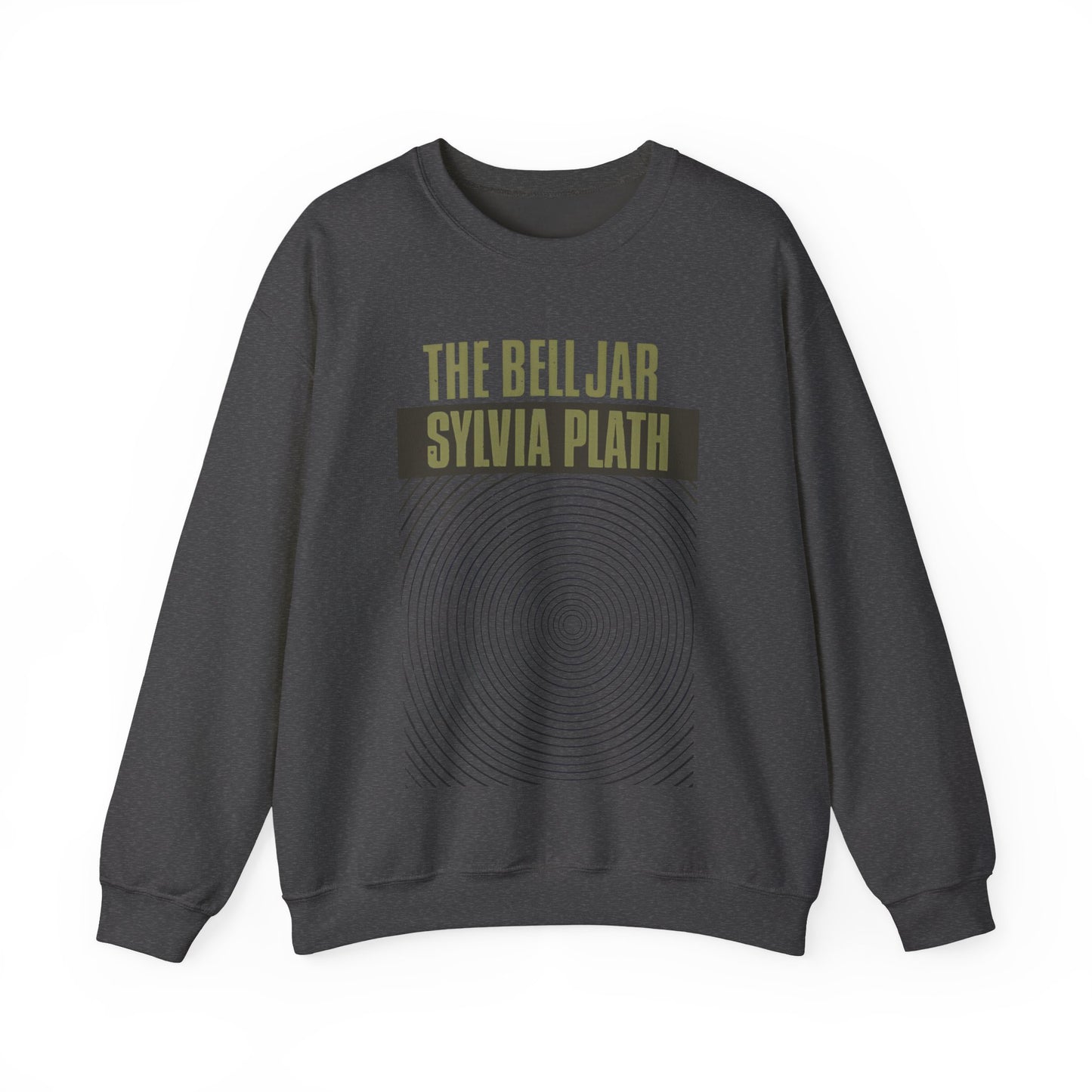 1963 book by sylvia plath "the bell jar" book cover on a unisex heavy blend crewneck sweatshirt