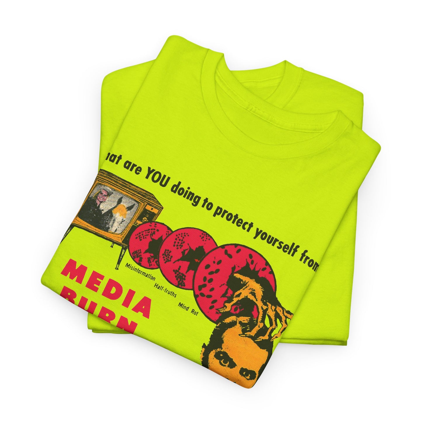 media burn the nation's leading mental crippler 1960s comix graphic tshirt