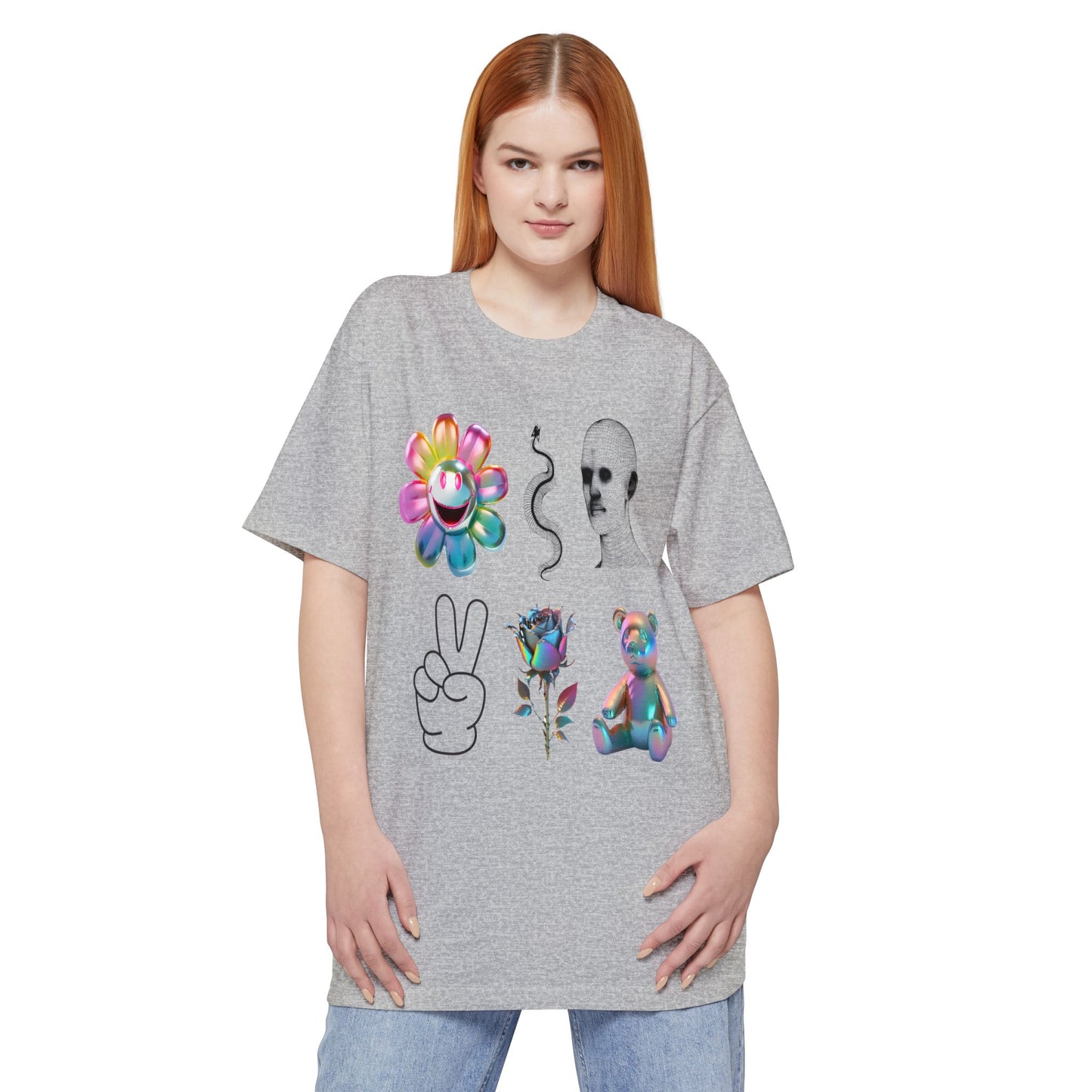 oversized cute creepy clip art image style unisex tall beefy tshirt