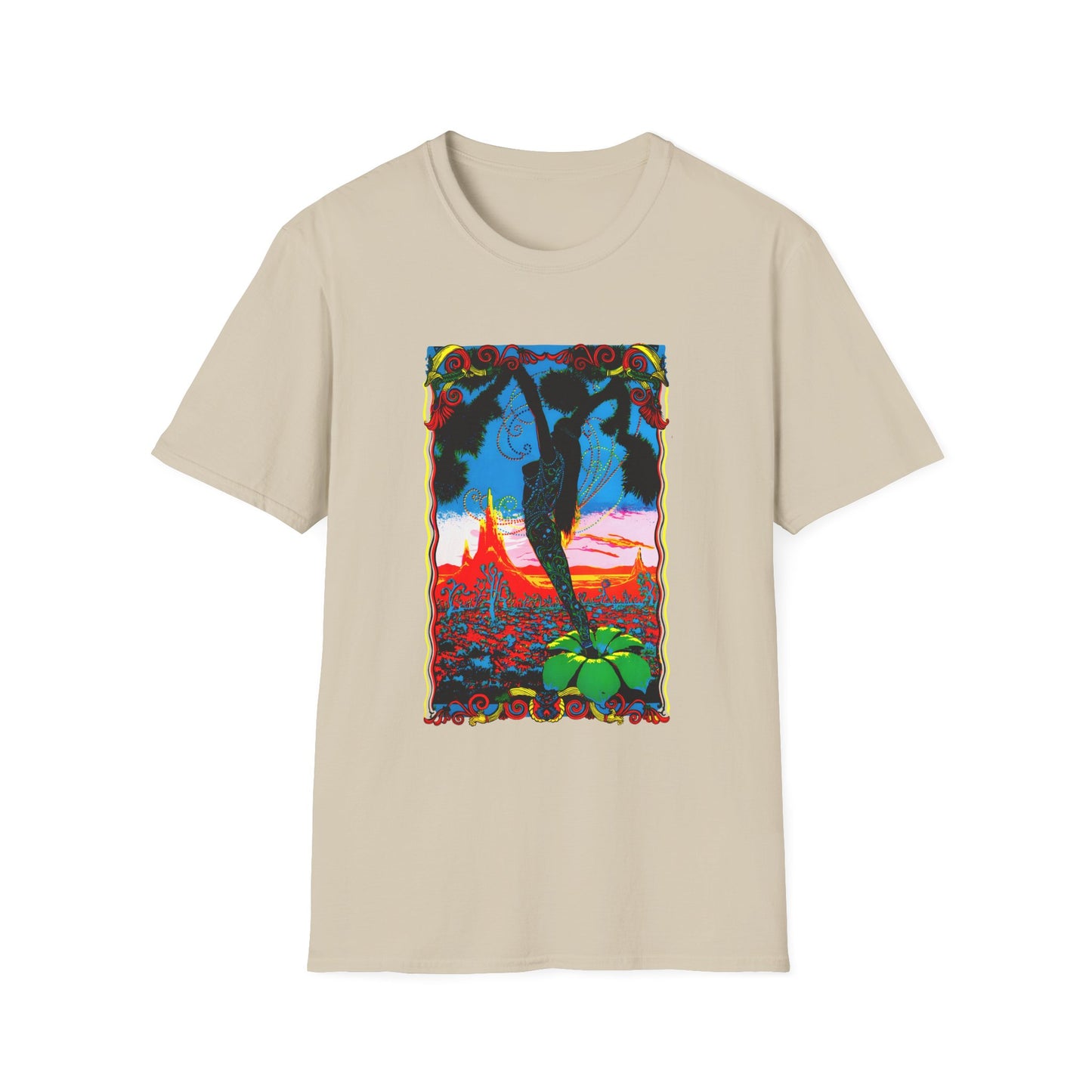 1960s dessert blossom black light psychedelic poster tshirt