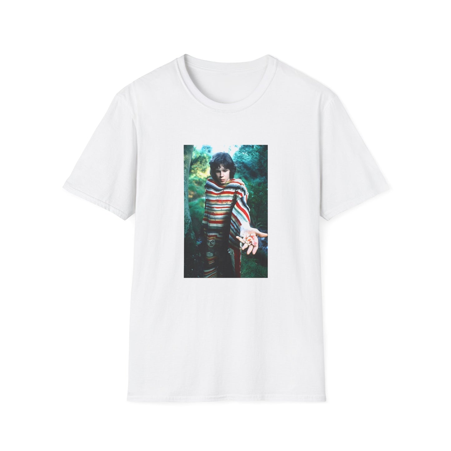 nick drake in the forest holding mushrooms tshirt