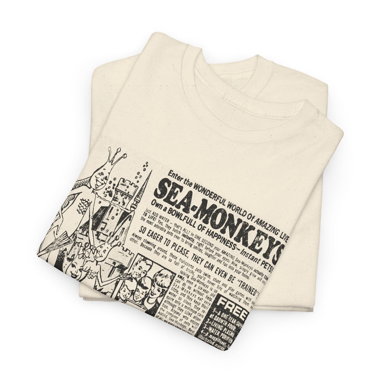 1973 sea monkeys insta pet advert black and white reproduction tshirt
