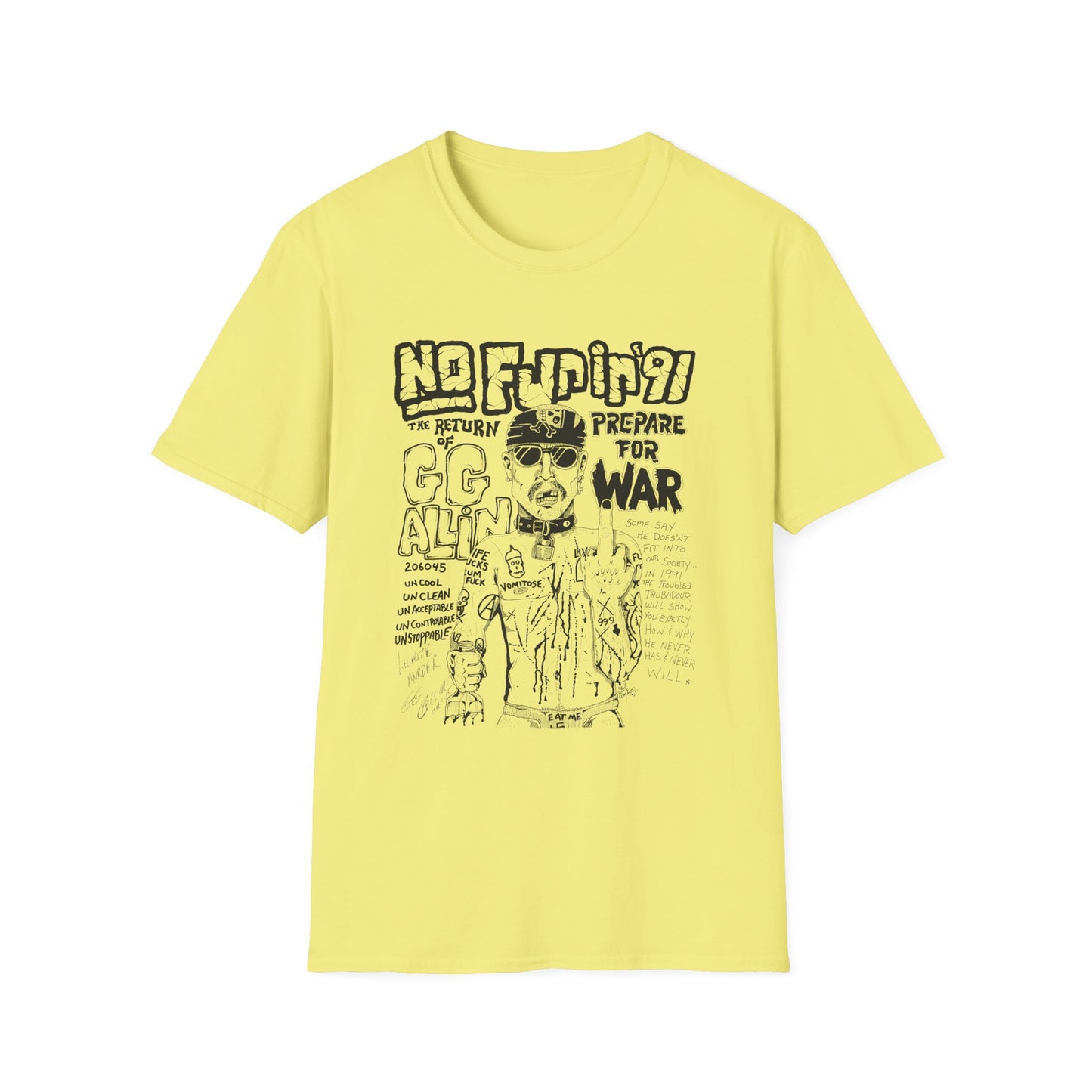 no fun in '91 gg allin show poster tshirt