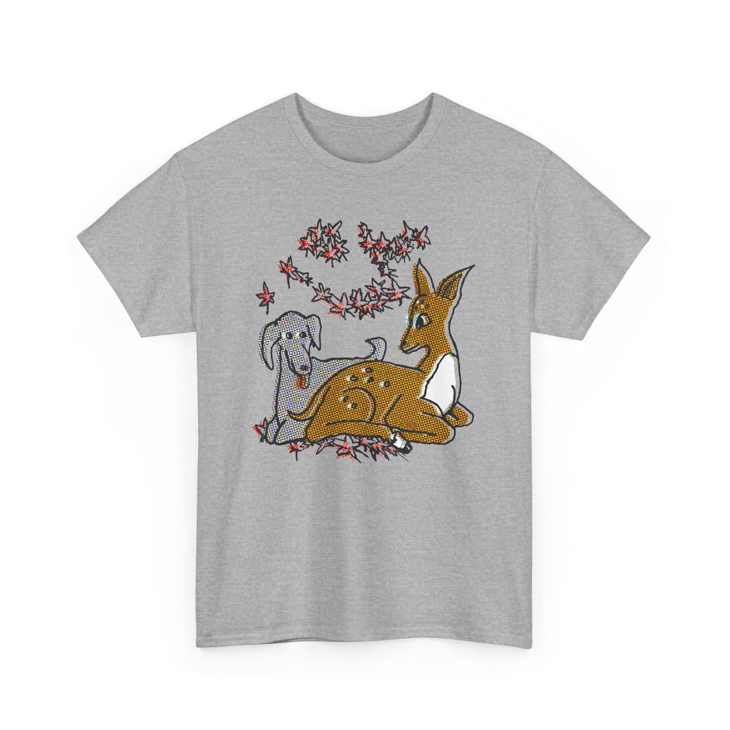 original drawing deer and dog love tshirt