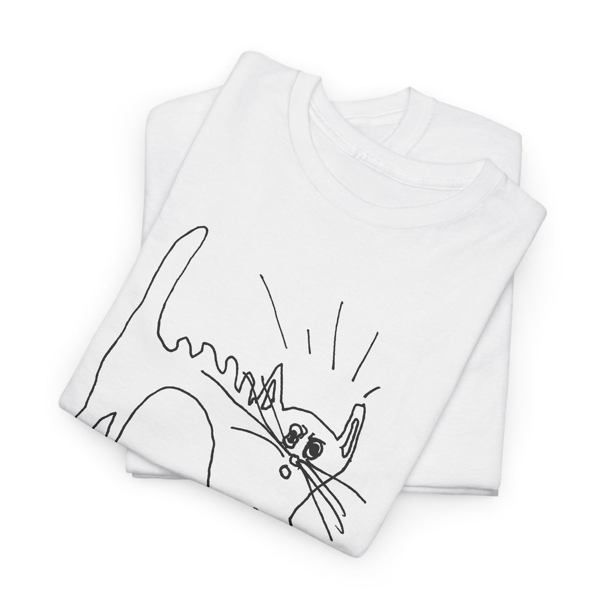 original drawing of a very spooked cat tshirt