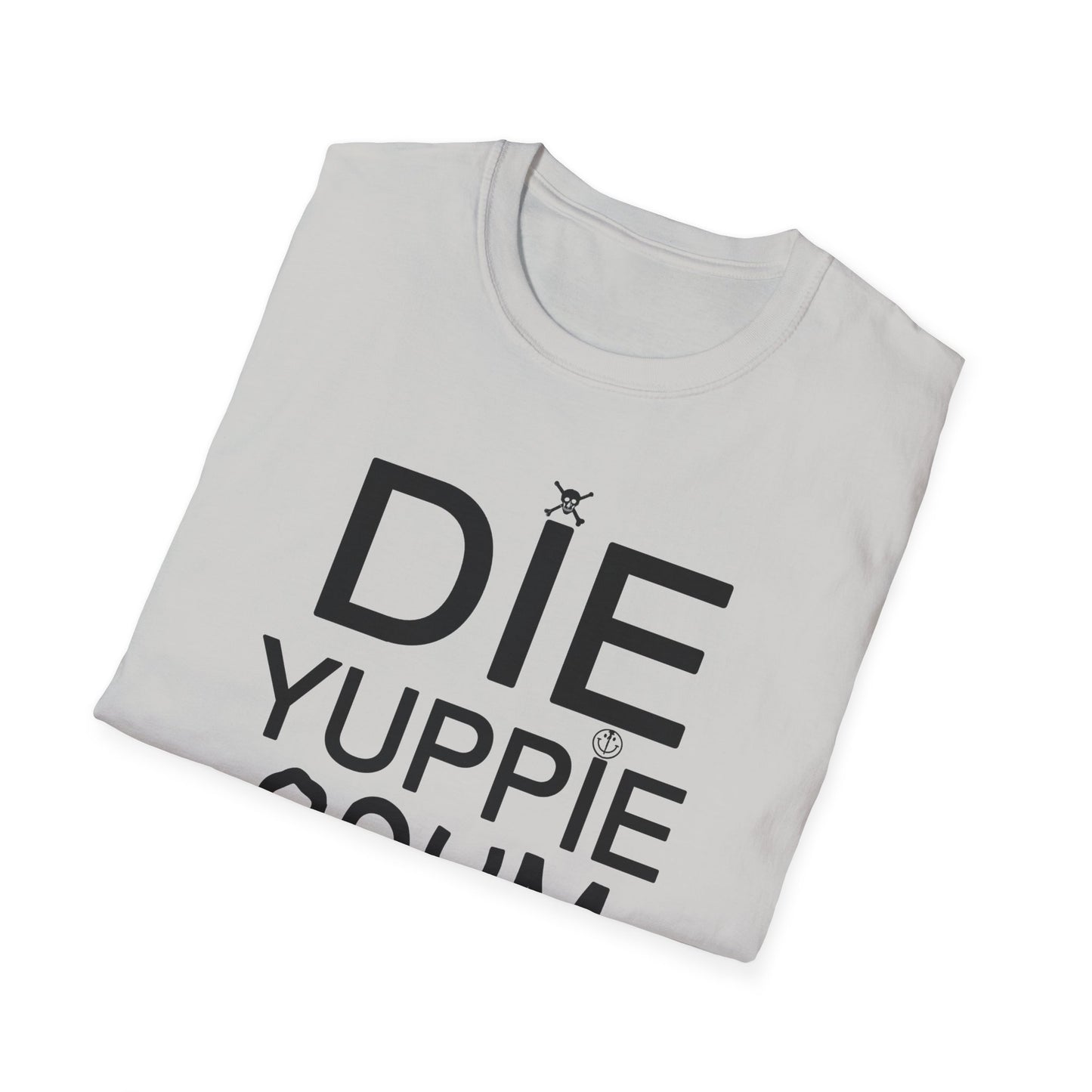 1980s new york inspired anti gentrification message die yuppie scum! tshirt