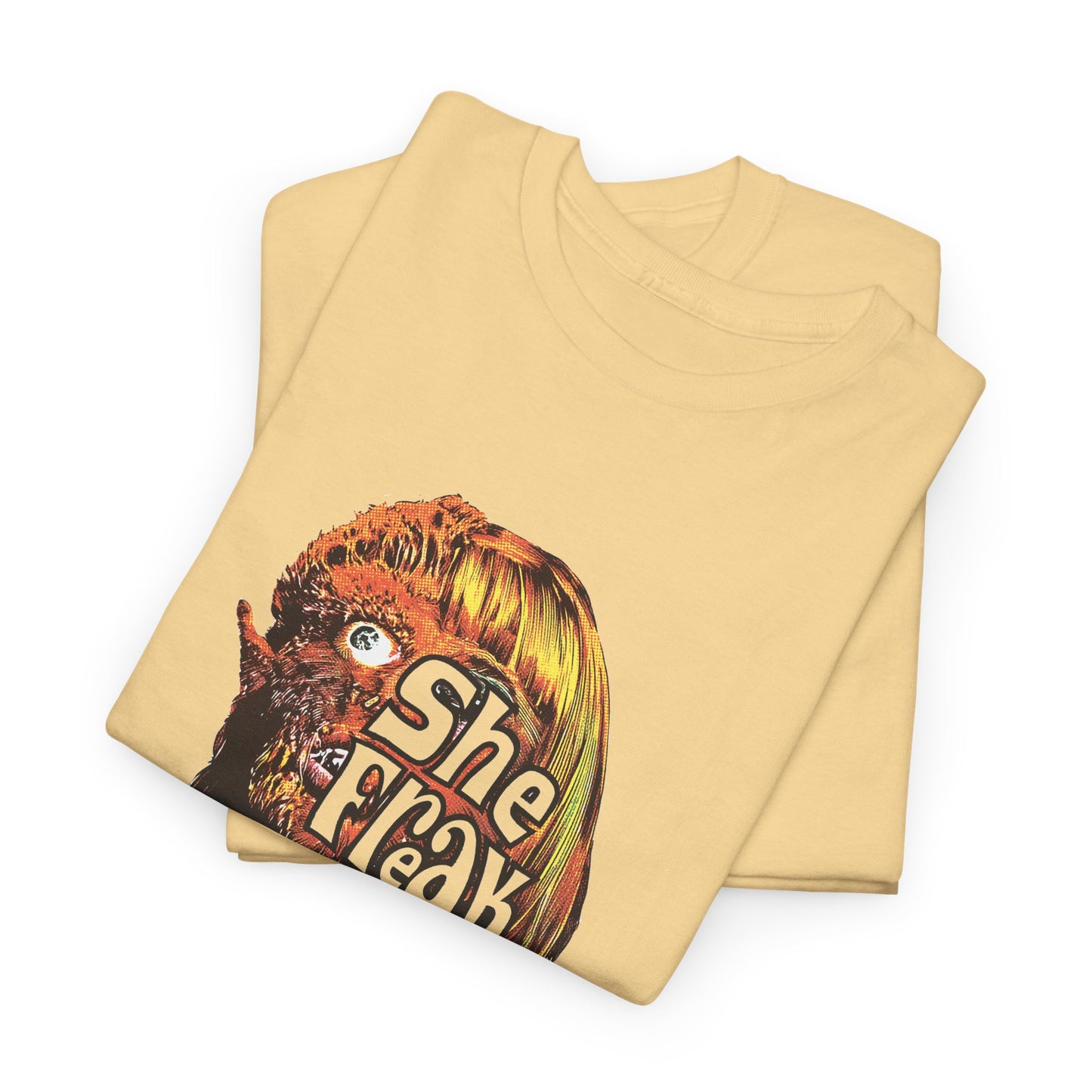 ships from canada she freak 1967 exploitation horror film comic halftone style tshirt