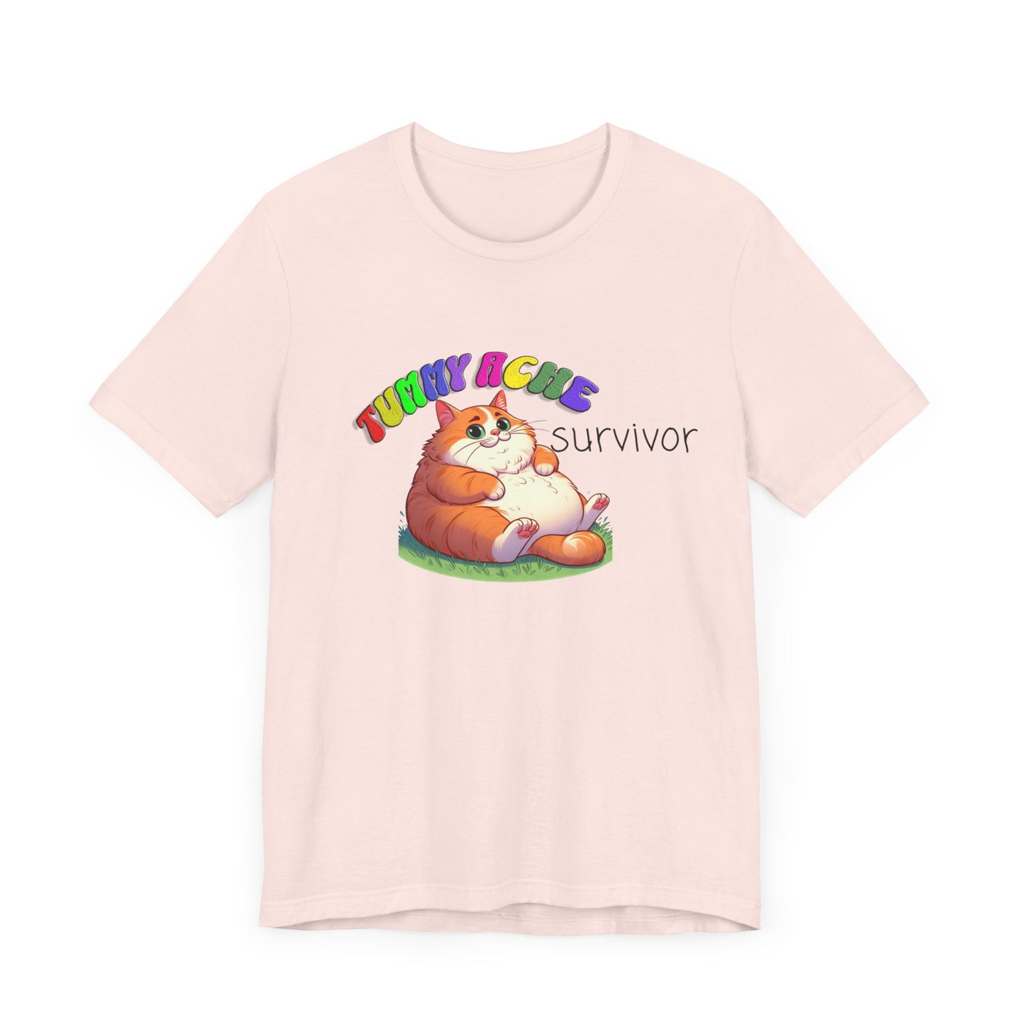 tummy ache survivor stuffed kitty silly tshirt