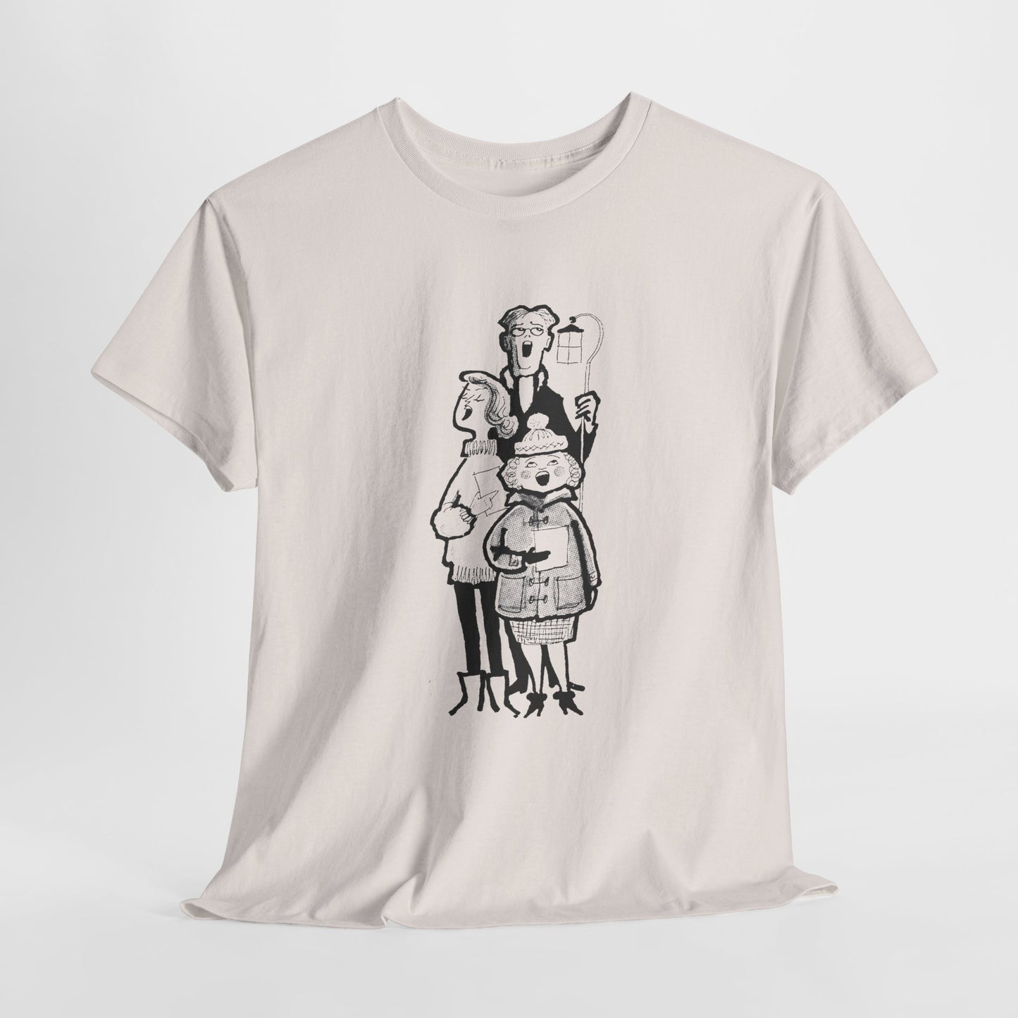 vintage 1960s caroling illustration reproduction tshirt