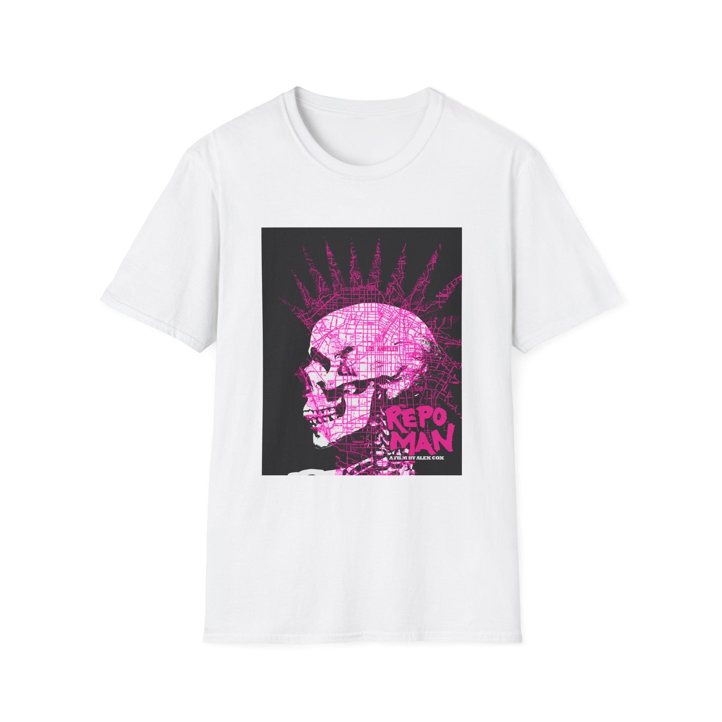 repo man skull punk in pink tshirt