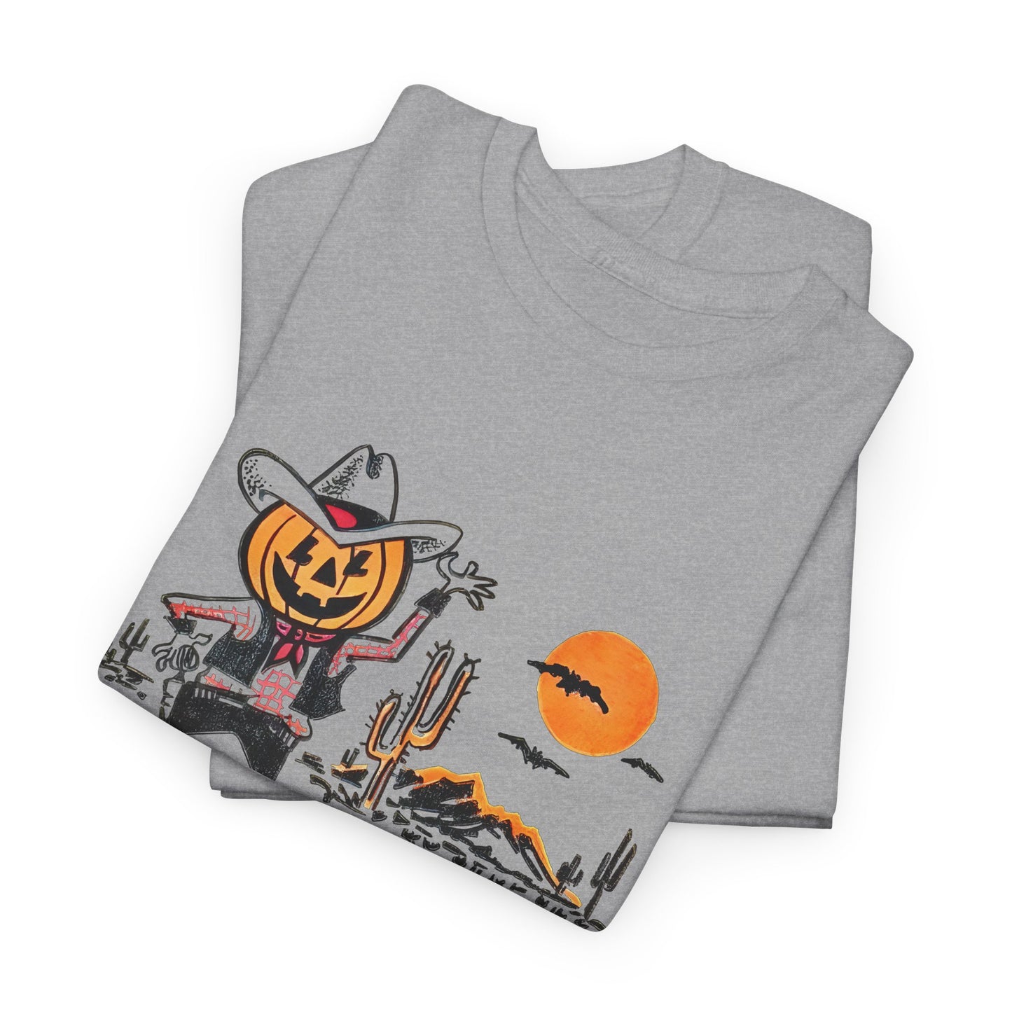 vintage trick or treat bag cowboy pumpkin graphic reproduction tshirt