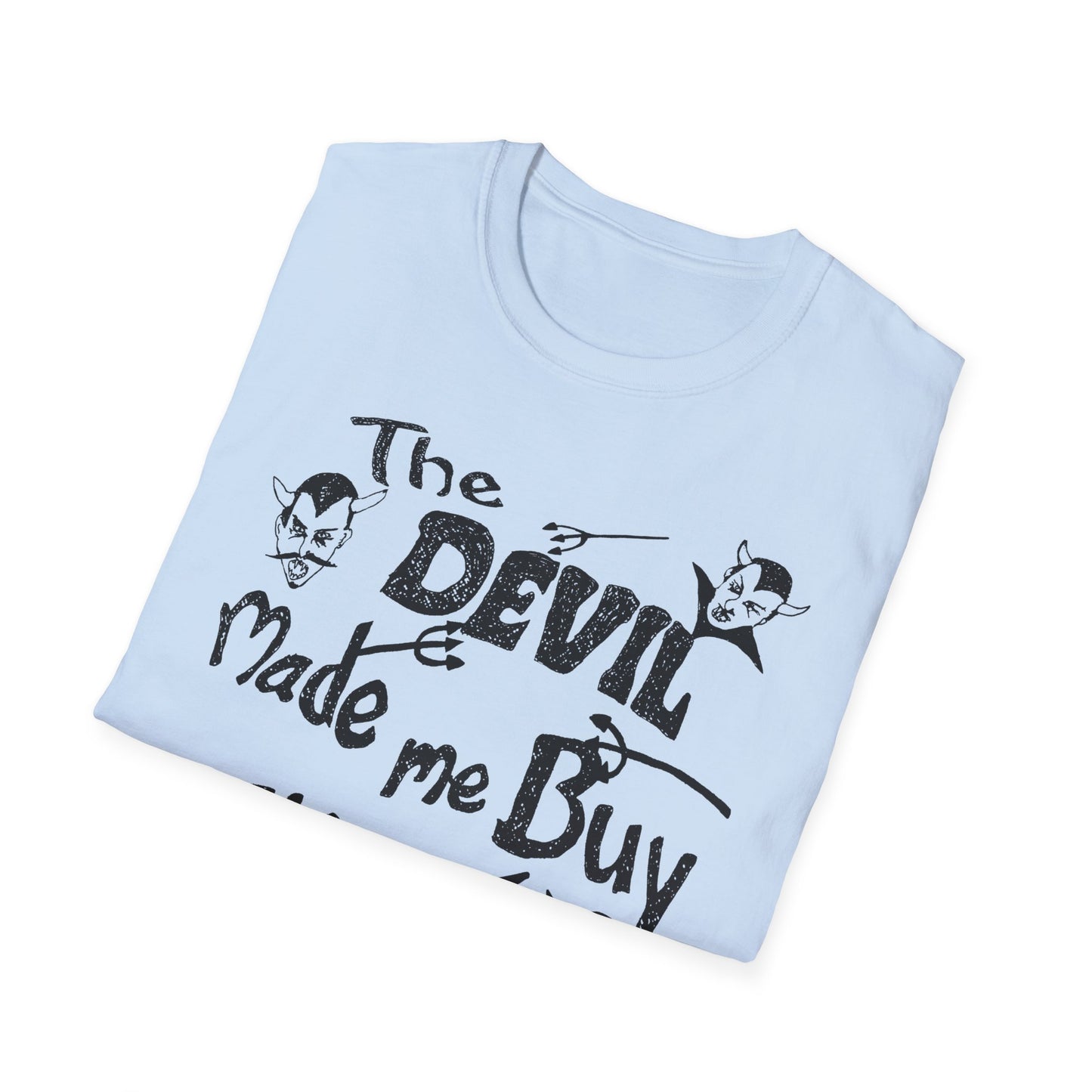 vintage the devil made me buy this shirt custom drawn reproduction tshirt