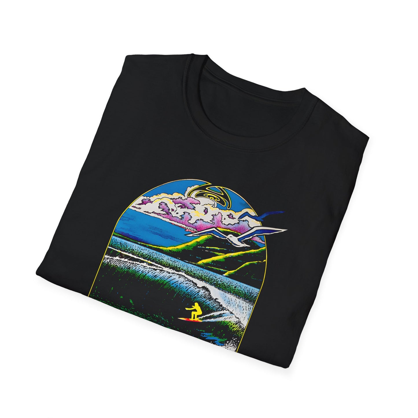 1976 surf rider psychedelic black light poster tshirt
