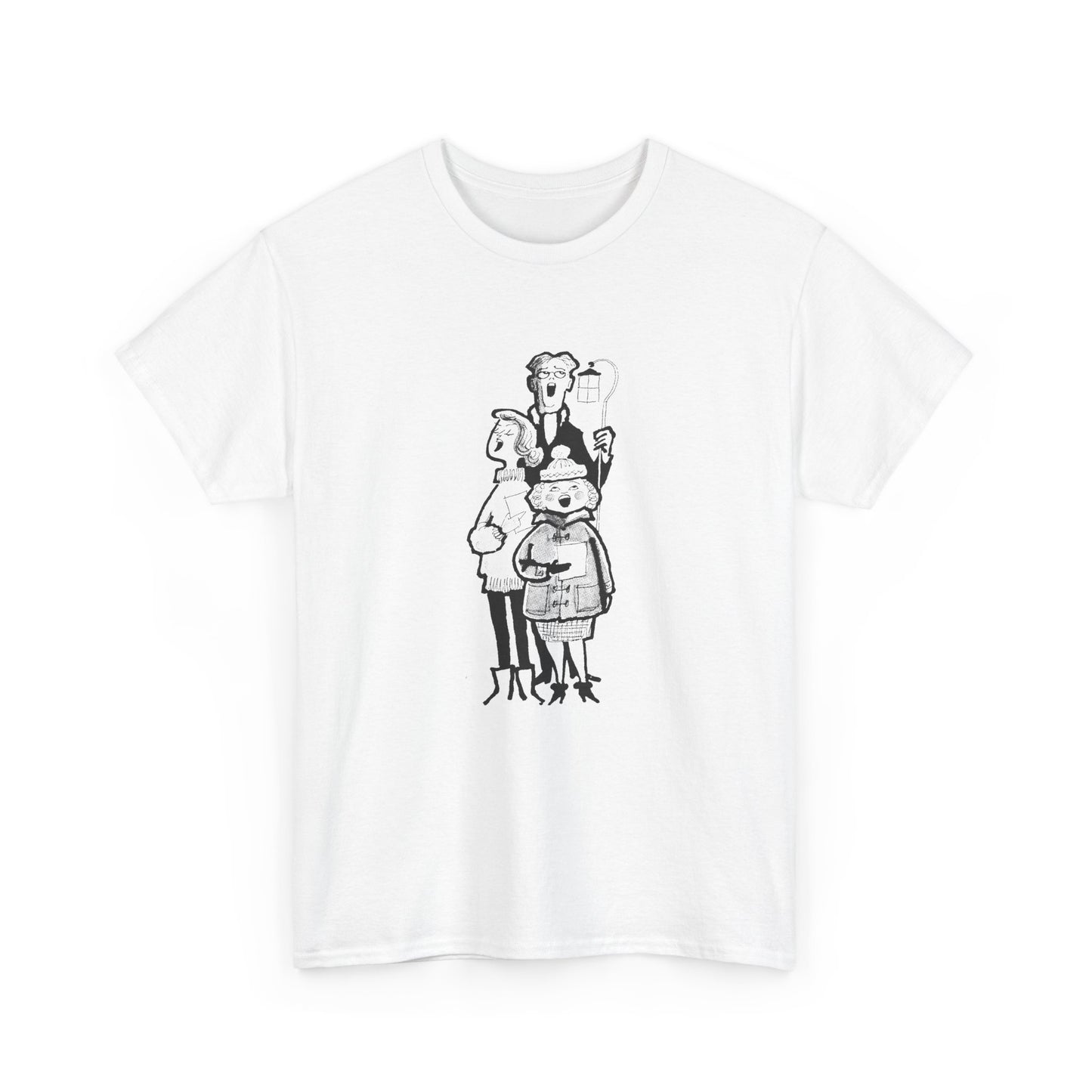 vintage 1960s caroling illustration reproduction tshirt