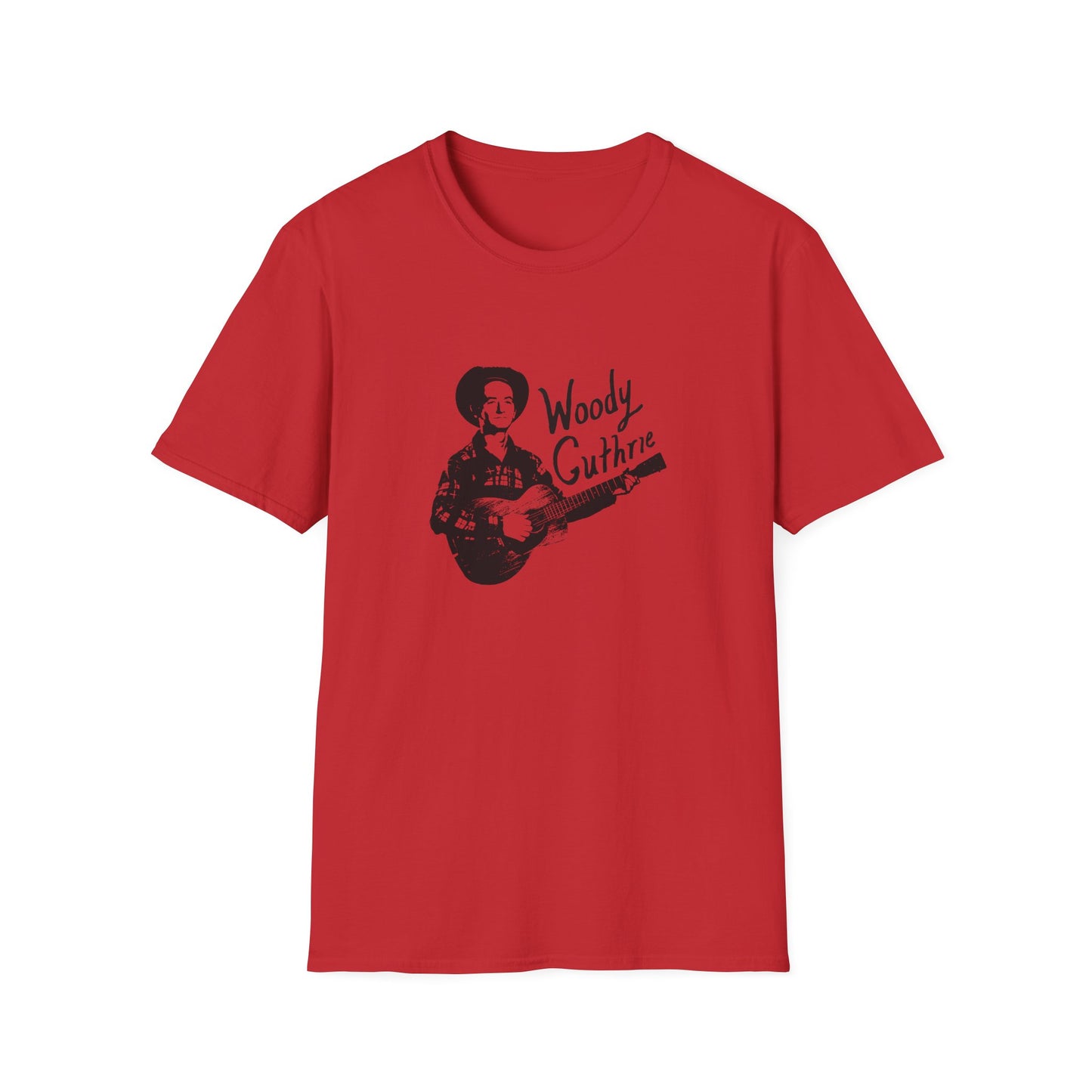 woody guthrie playing his guitar fan art tshirt