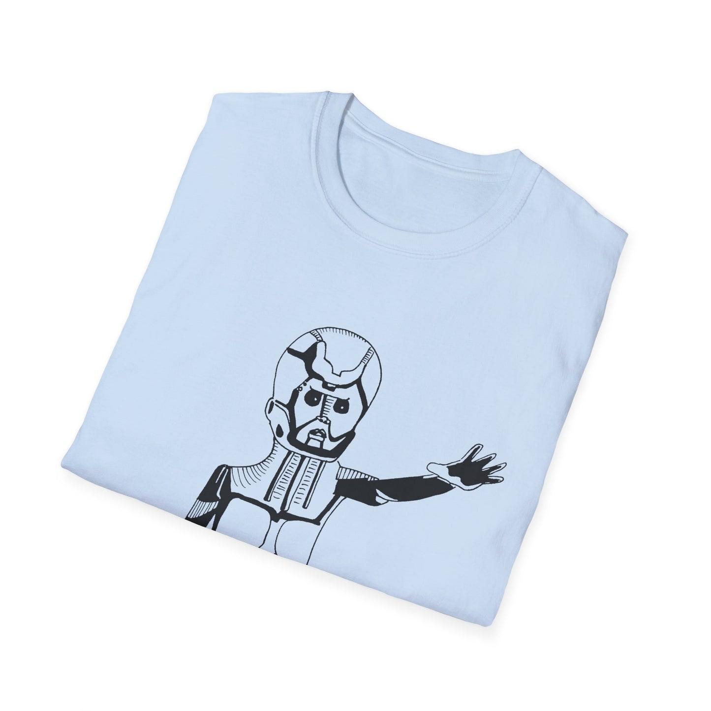 original drawing of astar the robot from planet danger canadian PSA no words tshirt