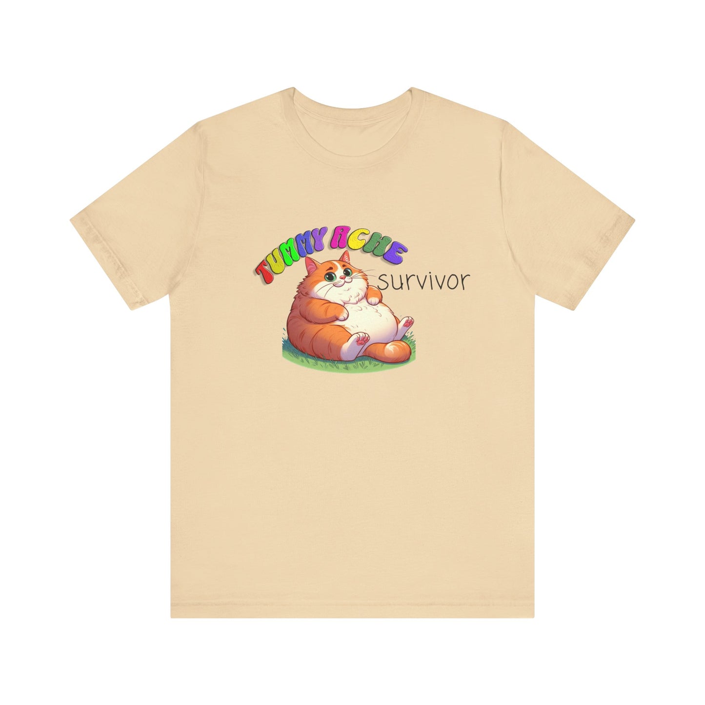 tummy ache survivor stuffed kitty silly tshirt