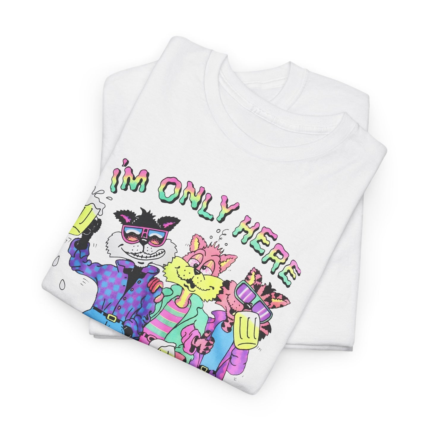 vintage 1991 i'm only here for the beer drunk cats reproduction tshirt