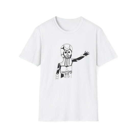 original drawing of astar the robot from planet danger canadian PSA no words tshirt