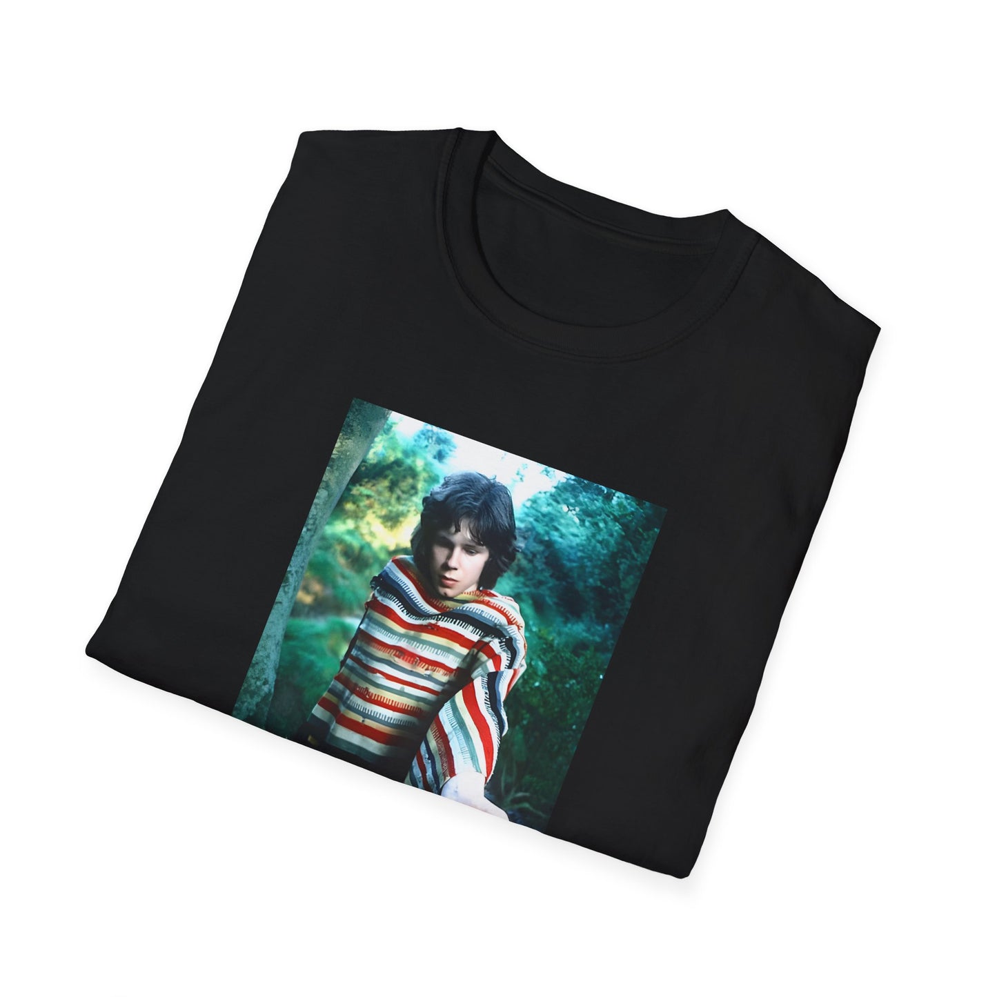 nick drake in the forest holding mushrooms tshirt