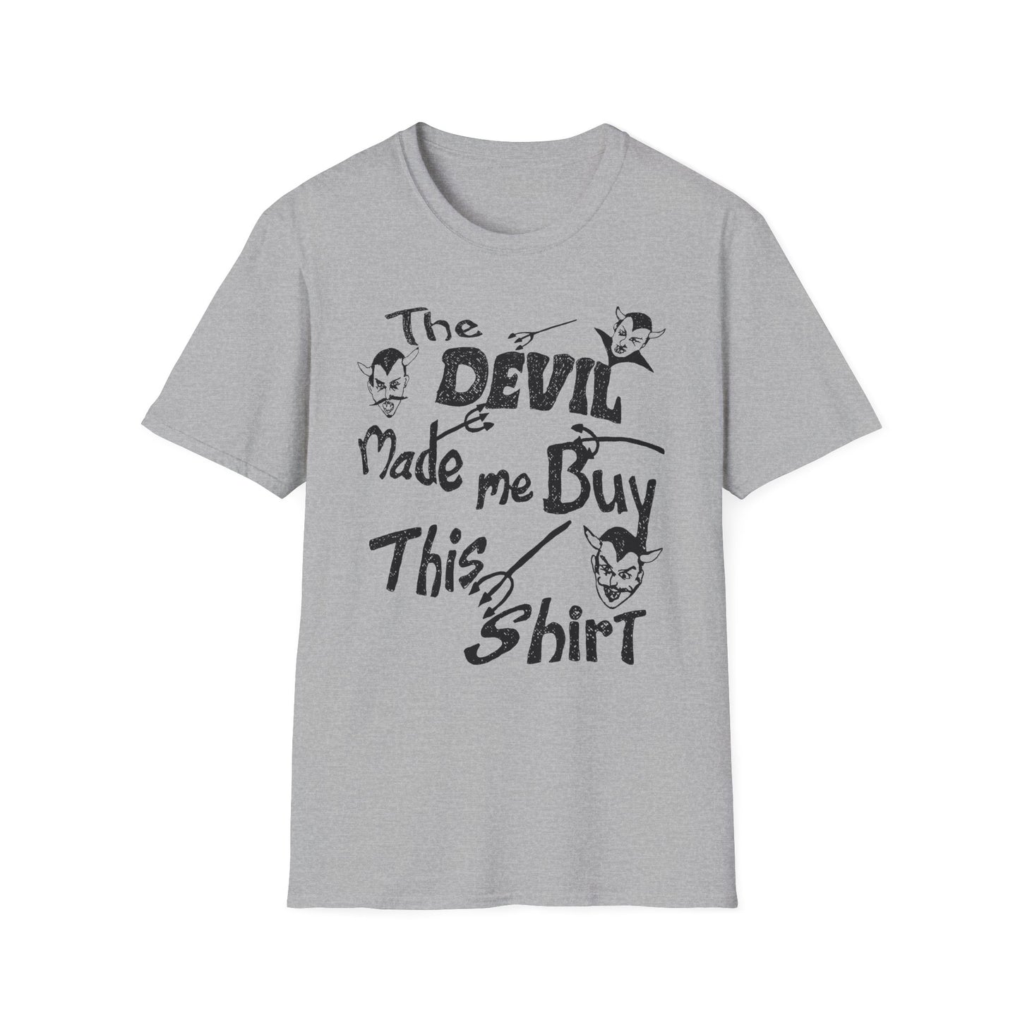 vintage the devil made me buy this shirt custom drawn reproduction tshirt