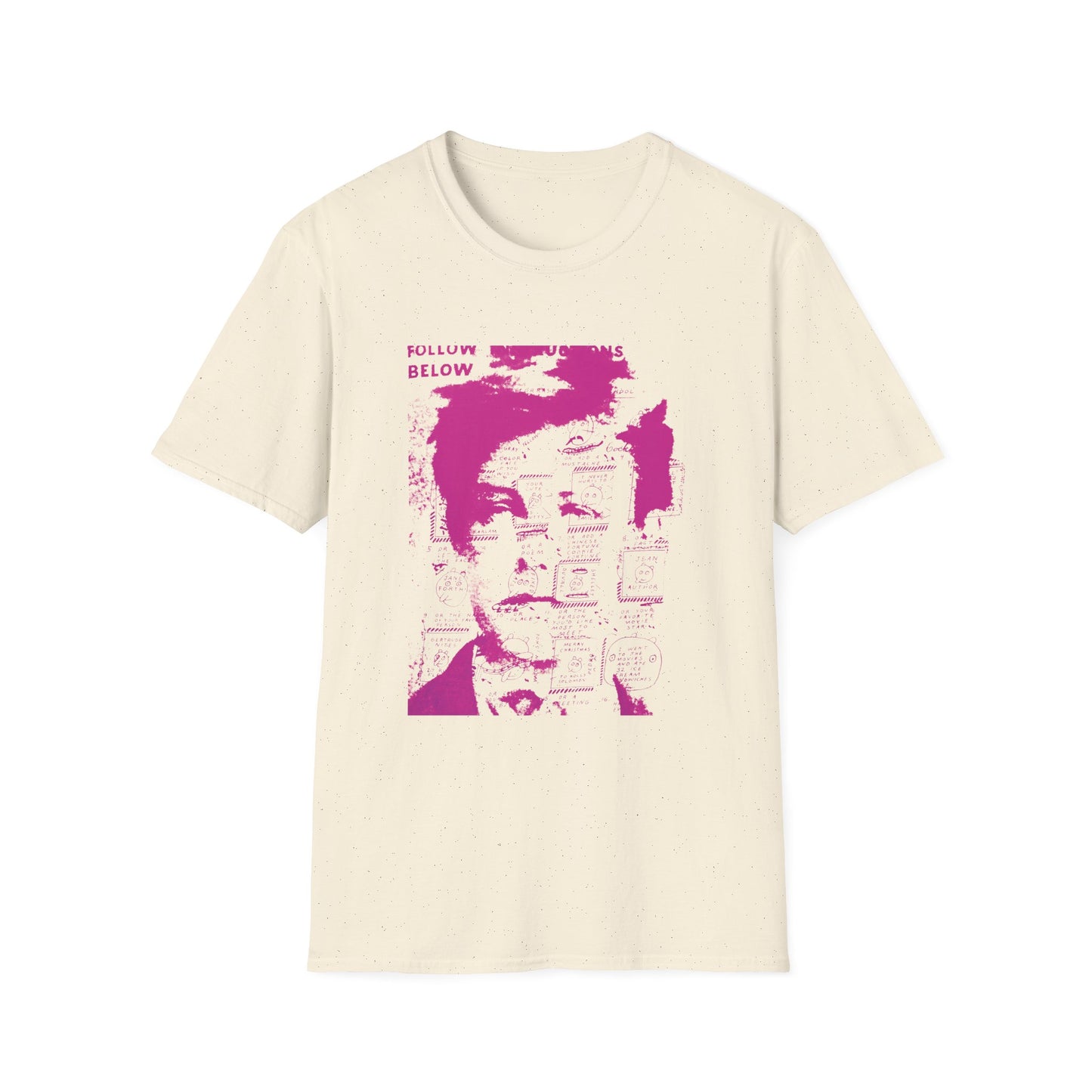 ray johnson arthur rimbaud art in pink tshirt