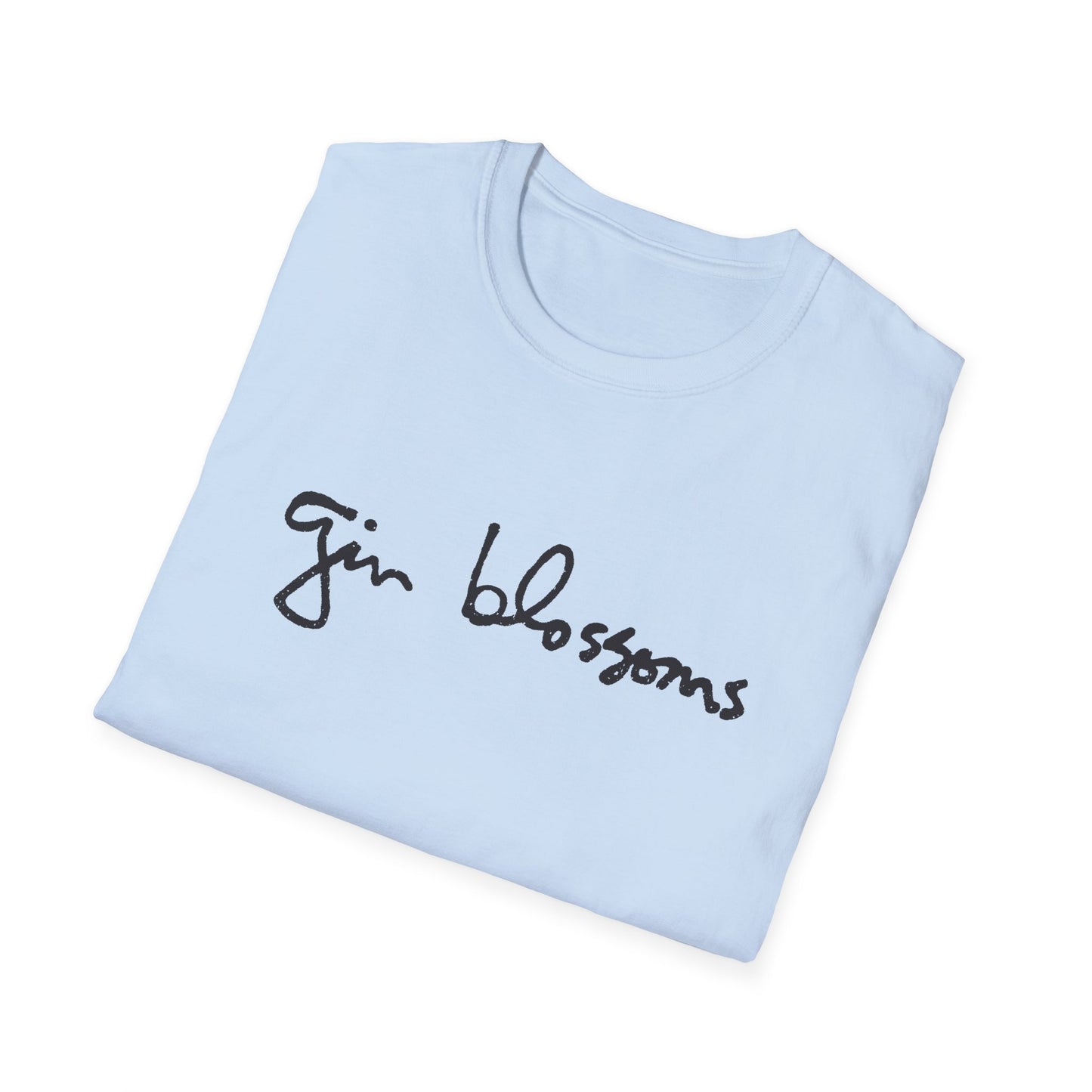 gin blossoms logo in black tshirt