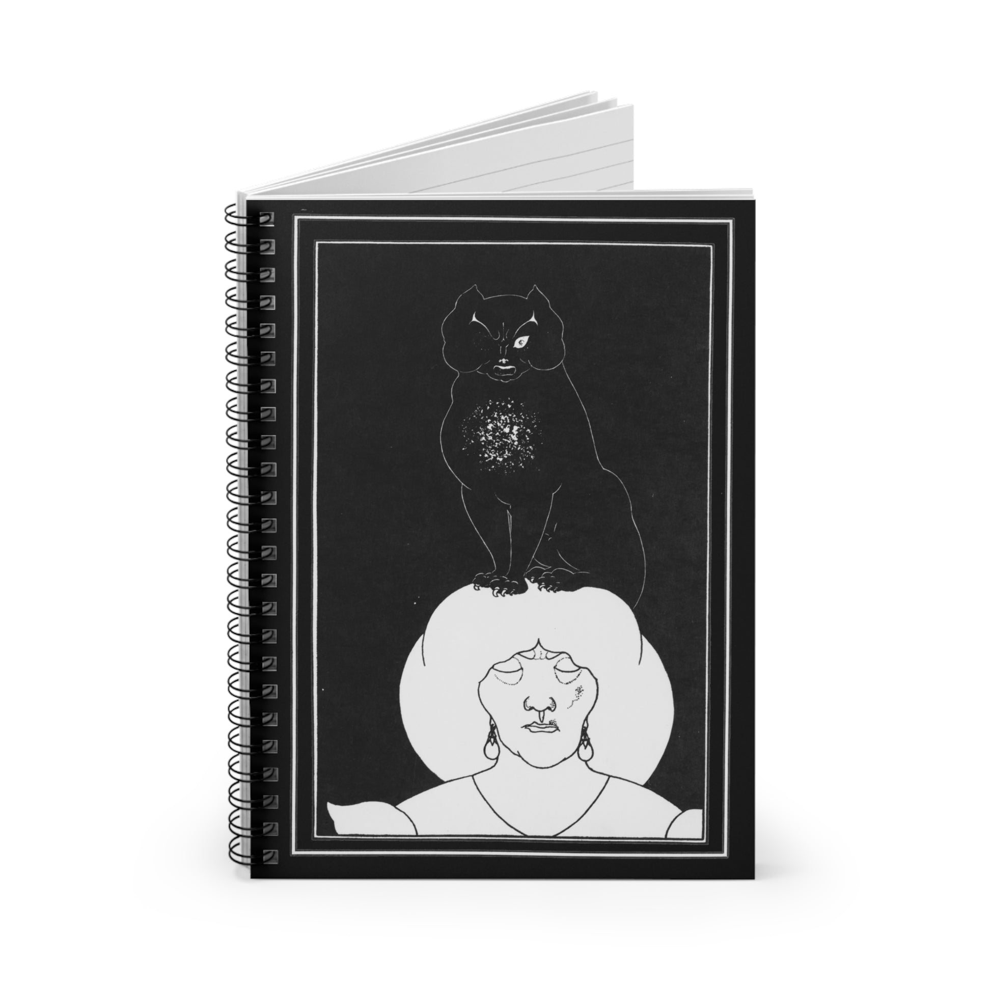 1901 illustration by aubrey beardsley "the black cat" for "the tales of edgar allan poe" spiral notebook - ruled line whatmart