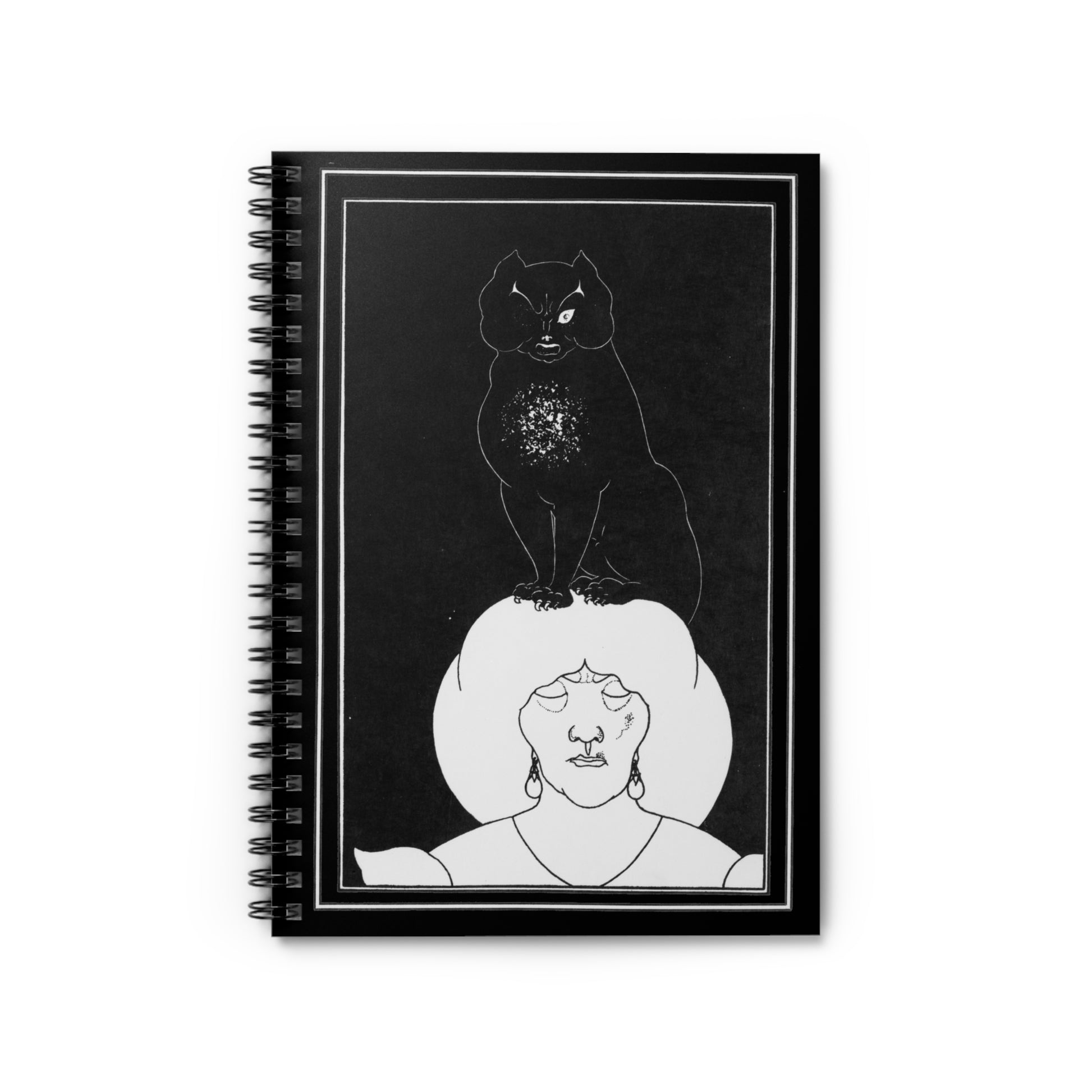 1901 illustration by aubrey beardsley "the black cat" for "the tales of edgar allan poe" spiral notebook - ruled line whatmart