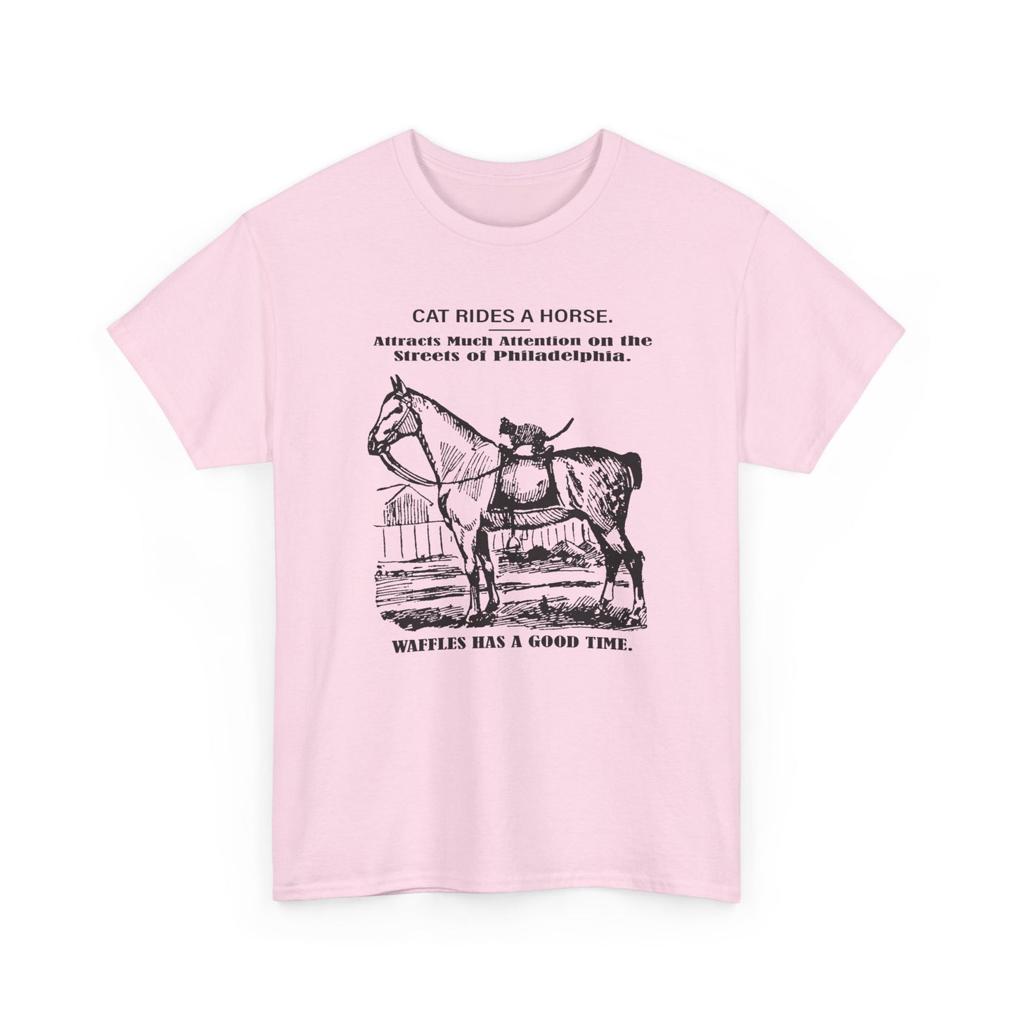 1898 cat named waffles rides horse news article drawing reproduction tshirt