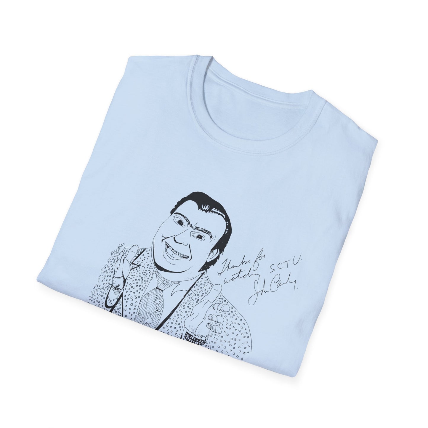original drawing john candy with john candy's signature thanks for watching sctv tshirt
