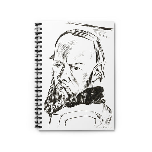 1921 max beckman etching portrait of dostoyevsky (bildnis dostojewski) spiral notebook - ruled line whatmart