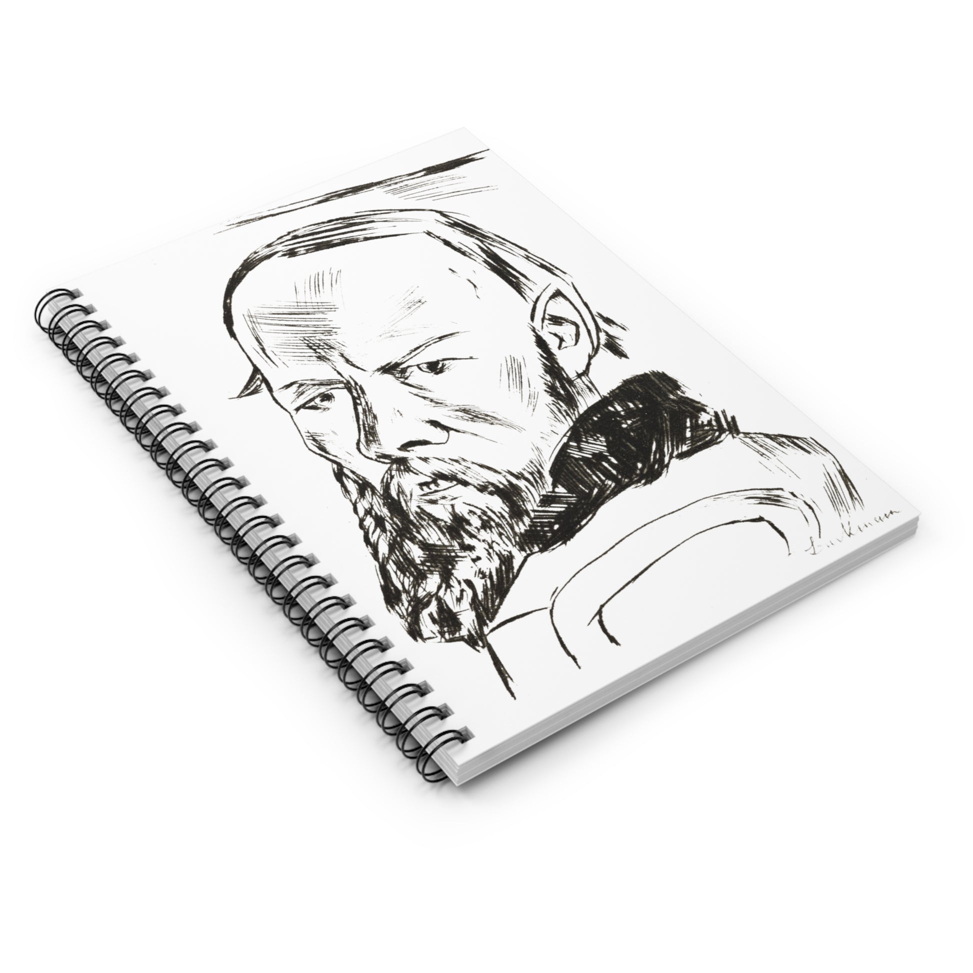 1921 max beckman etching portrait of dostoyevsky (bildnis dostojewski) spiral notebook - ruled line whatmart