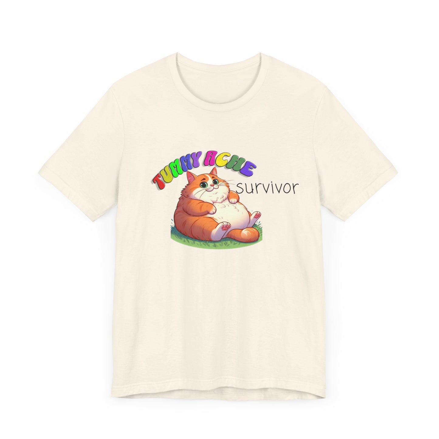 tummy ache survivor stuffed kitty silly tshirt