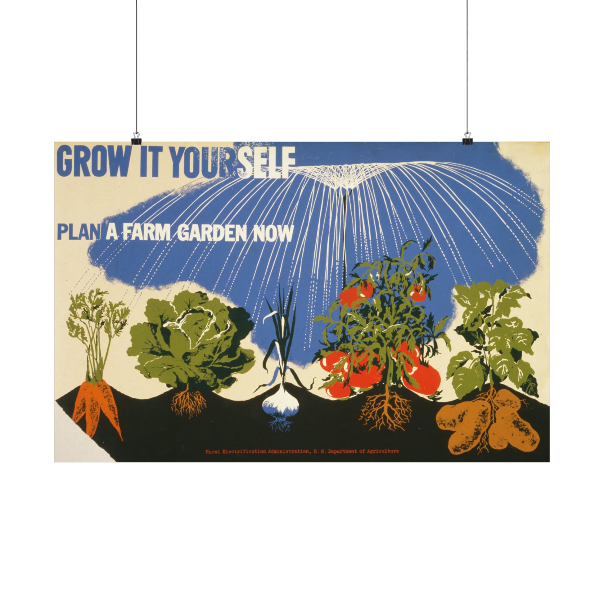 1940s NYC WPA war services victory garden poster by herbert bayer "grow it yourself" reproduction matte horizontal poster whatmart