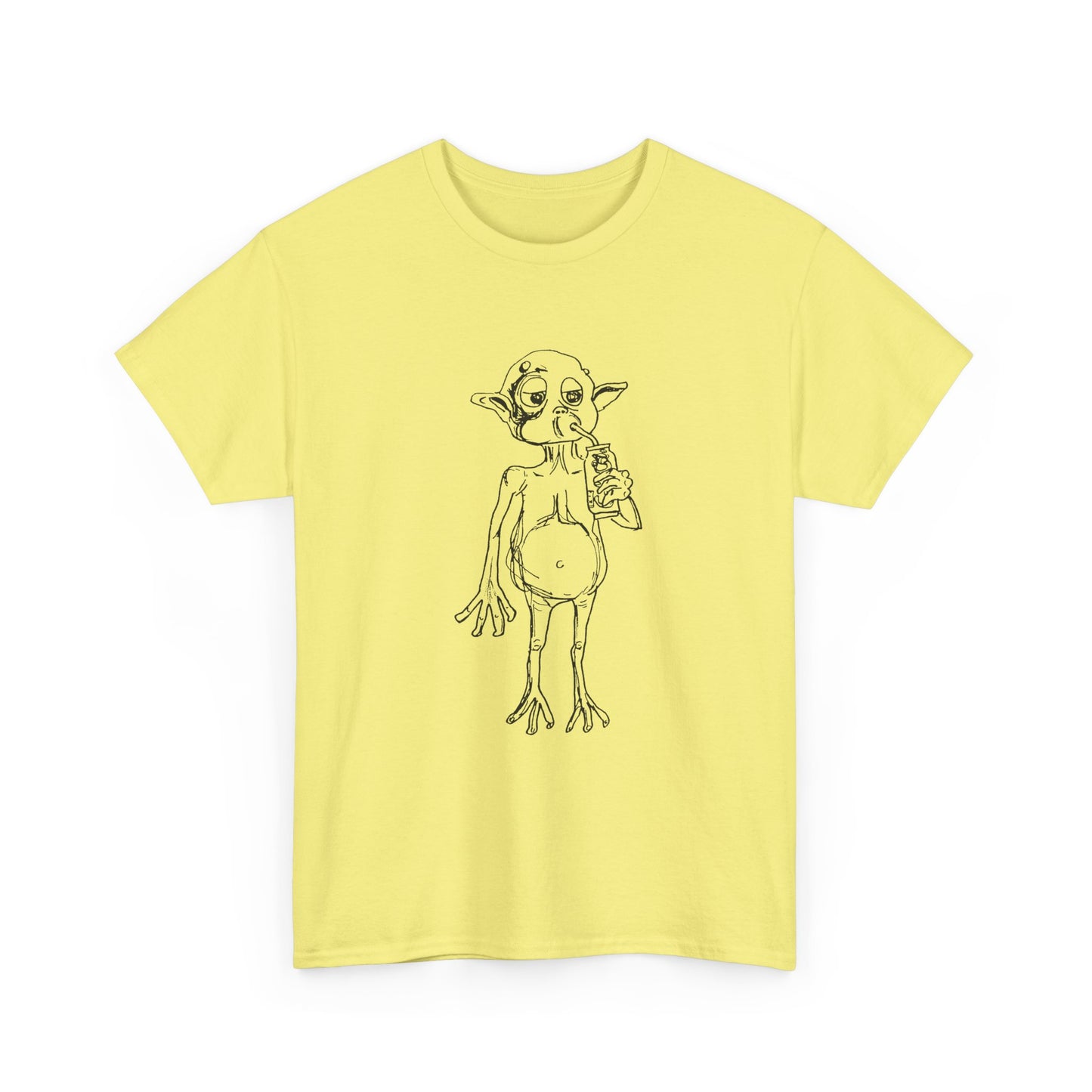 mysterious alien creature (MAC) drinking cola full body original sketch tshirt