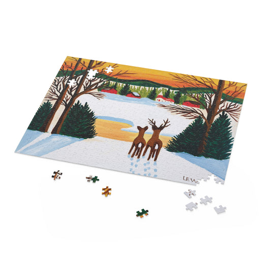 1950 maud lewis painting deer in winter 500 piece puzzle whatmart