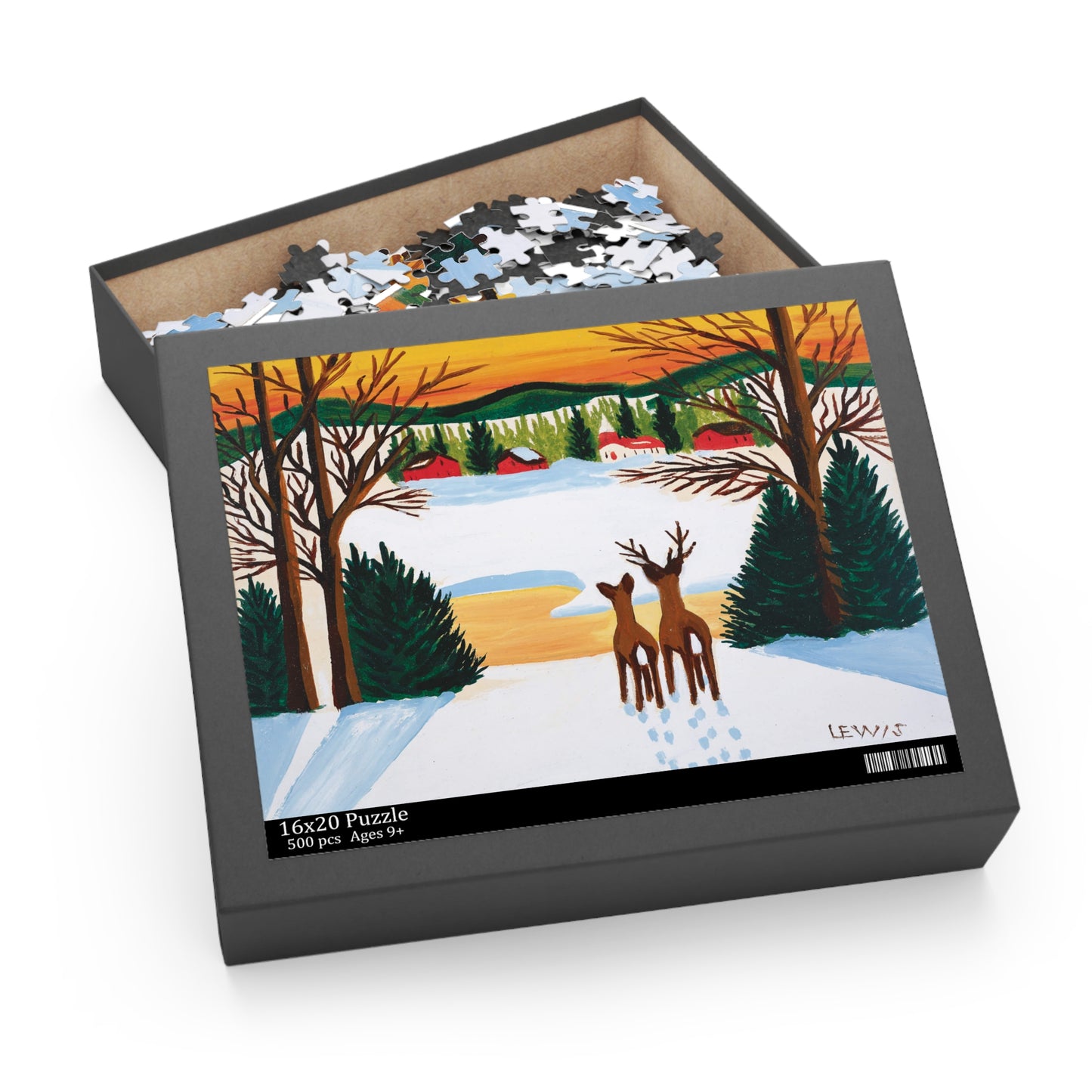 1950 maud lewis painting deer in winter 500 piece puzzle whatmart