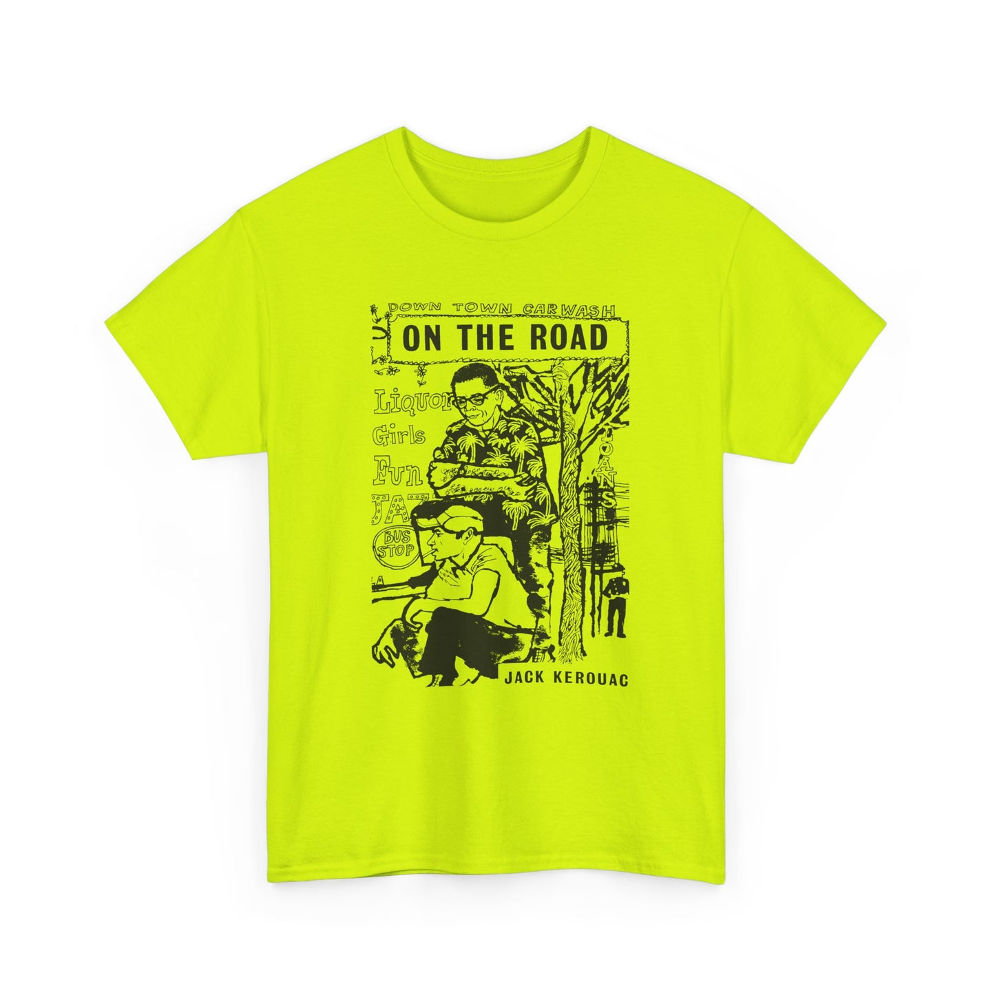 1957 on the road book cover illustration by len deighton reproduction tshirt