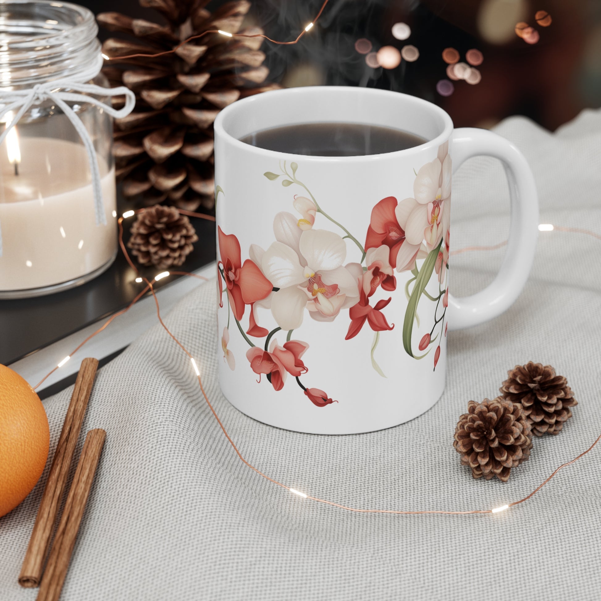 1960's style pattern of rare and delicate orchids coffee mug whatmart