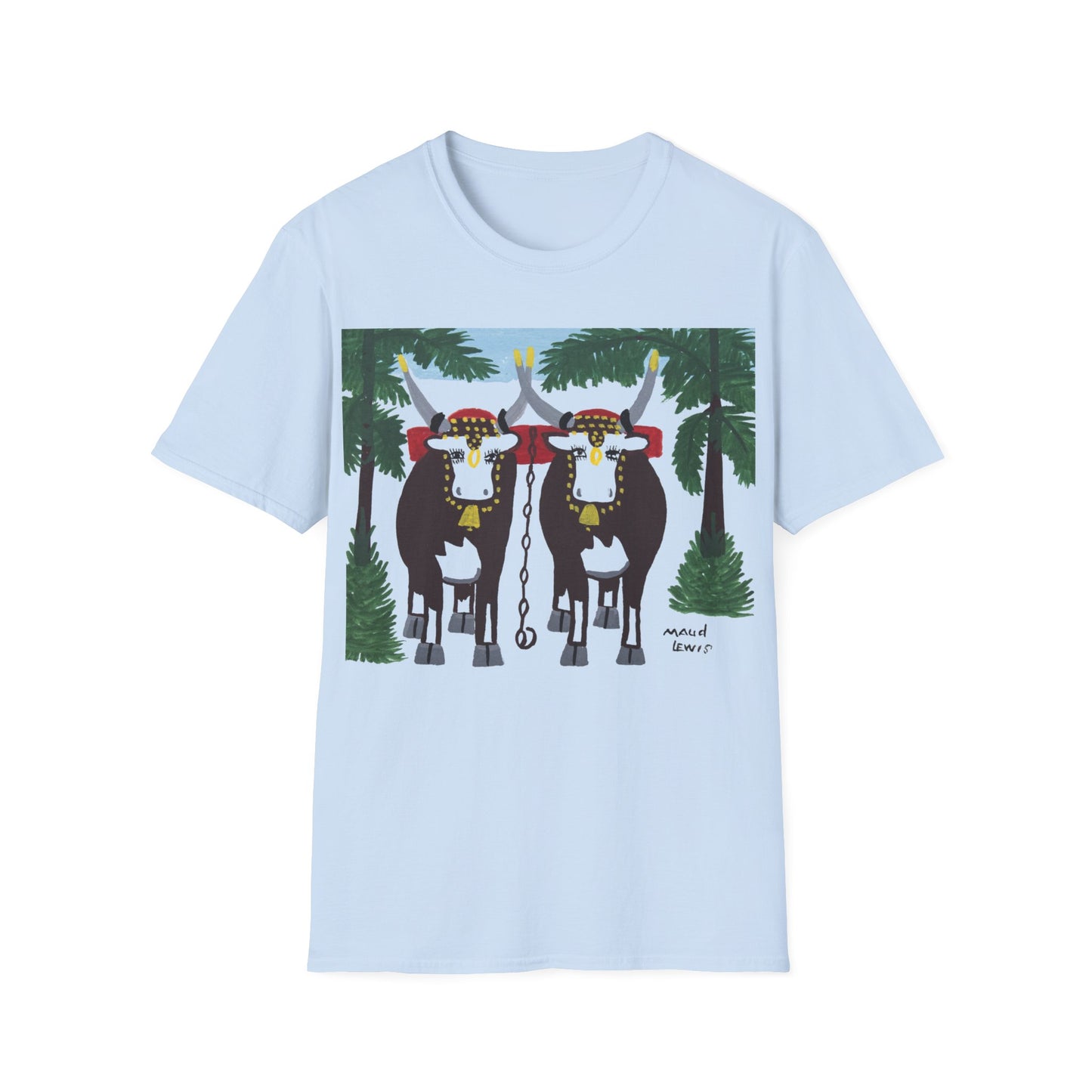 1960s maud lewis painting pair of oxen tshirt